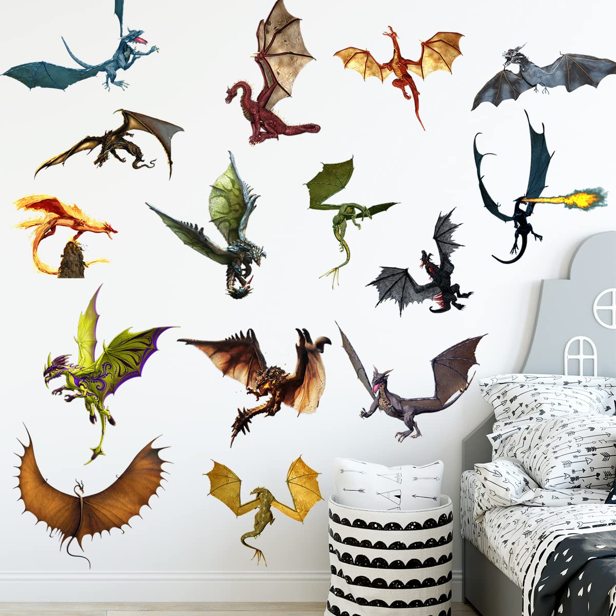 3D Fantasy Dragon Wall Decal - Peel & Stick Removable Vinyl Wall Art for Kids Room, Nursery, Living Room & Classroom Decor | Perfect for Themed Parties, Fantasy Bedrooms & Playroom Wall Decorations