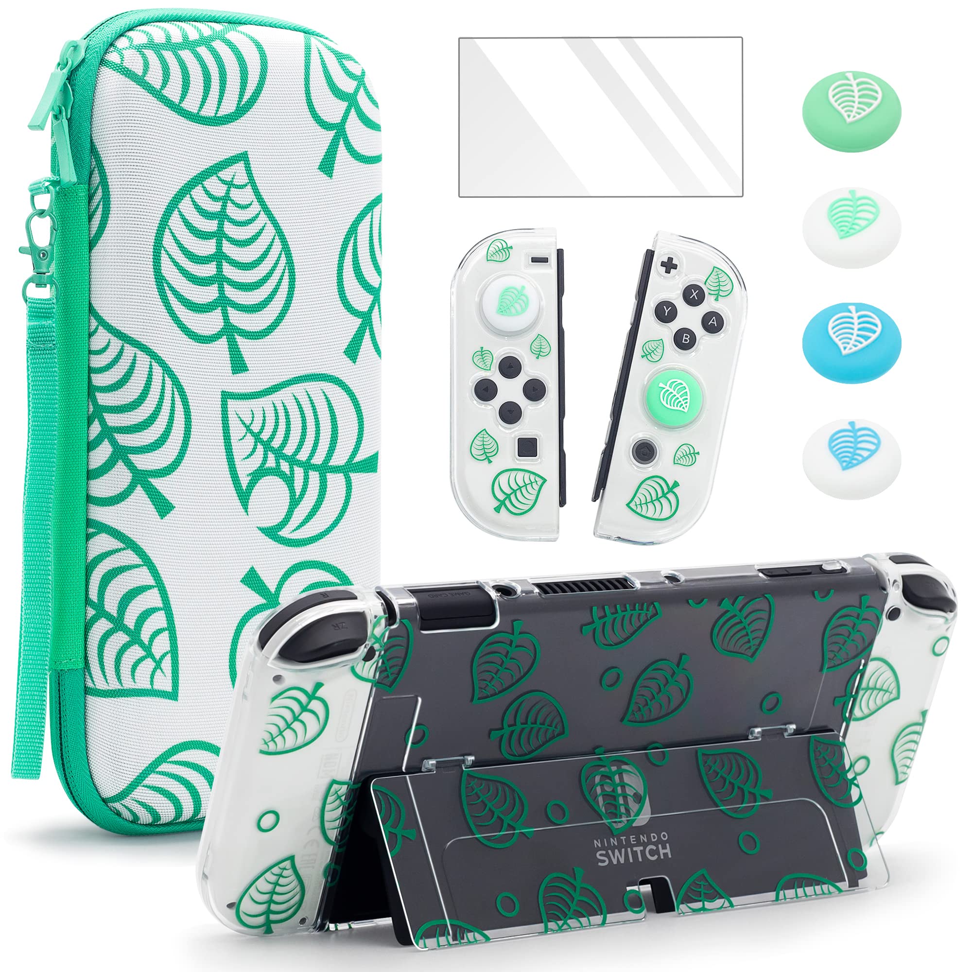 BRHE Protective Case for Nintendo Switch OLED - Animal Crossing Travel Carrying Case with Accessories Kit - Portable Gaming Storage for Travel & Home Use
