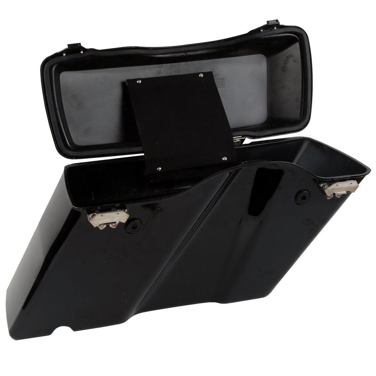 XFMT Gloss Black Hard Saddlebags Trunk with Lockable Lid & Key + Conversion Mounting Brackets for Harley Davidson Softail Motorcycles (1994-2013) - Perfect for Touring, Storage & Long-Distance Riding