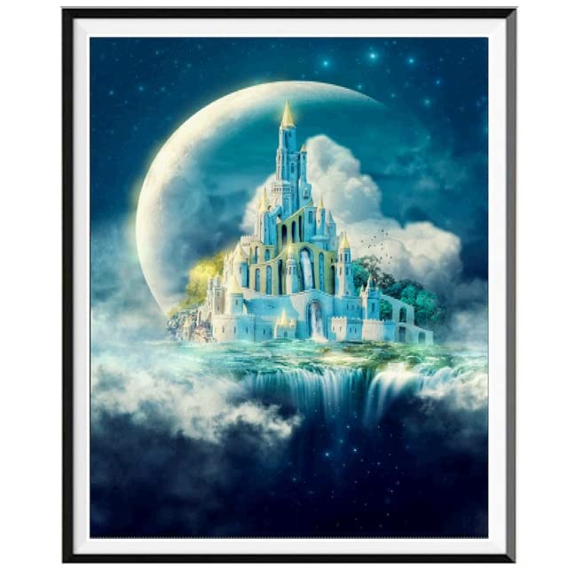 5D Diamond Painting Kit - Landscape House Tree Full Round Diamond Mosaic DIY Art (40x50cm) | Rhinestone Cross Stitch Home Decor for Living Room & Bedroom Wall Art | Relaxing Craft Gift for Adults