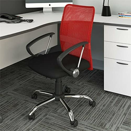 Ergonomic Office Chair with Contoured Red Mesh Back - Adjustable Height Swivel Desk Chair for Home & Gaming - Perfect for Workstations, Home Offices, and Gaming Setups