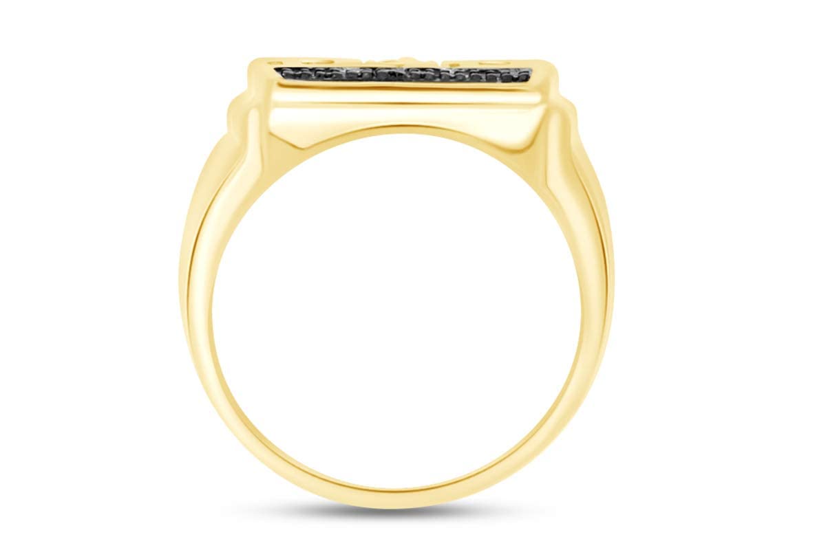 14K Gold Over Sterling Silver Black Natural Diamond Accent Men's Wedding Band Ring (0.01 CTTW) - Perfect for Anniversary Gifts, Father's Day & Everyday Wear