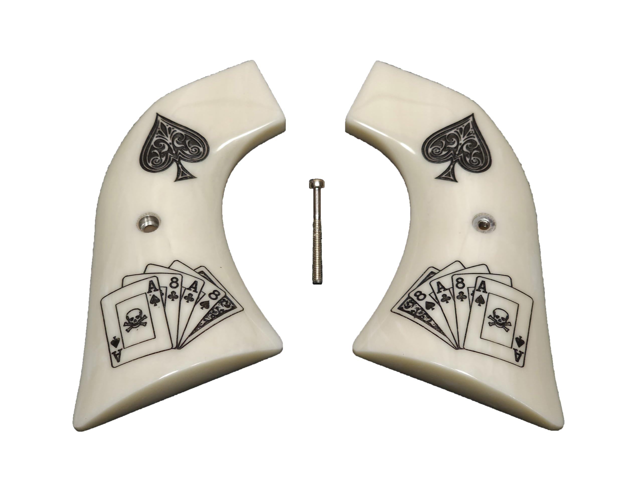 Premium Ivory Dead Man's Hand Ruger Super Blackhawk Grips - Authentic Western Style Replacement Grips for Ruger Revolvers - Perfect for Cowboy Action Shooting & Gun Collectors