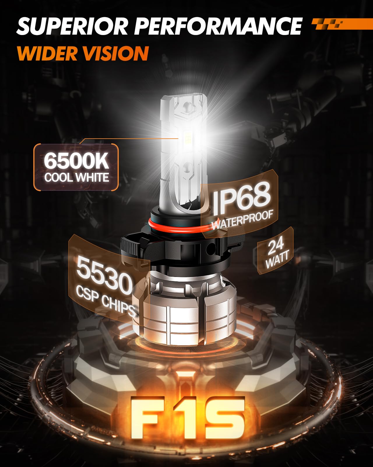SEALIGHT 5202 LED Fog Light Bulbs - 10000LM 24W Super Bright 6500K Cool White - 5530 CSP Chips - IP68 Waterproof - Plug and Play - Pack of 2 - Perfect for Trucks, SUVs, and Off-Road Vehicles in Foggy or Rainy Conditions