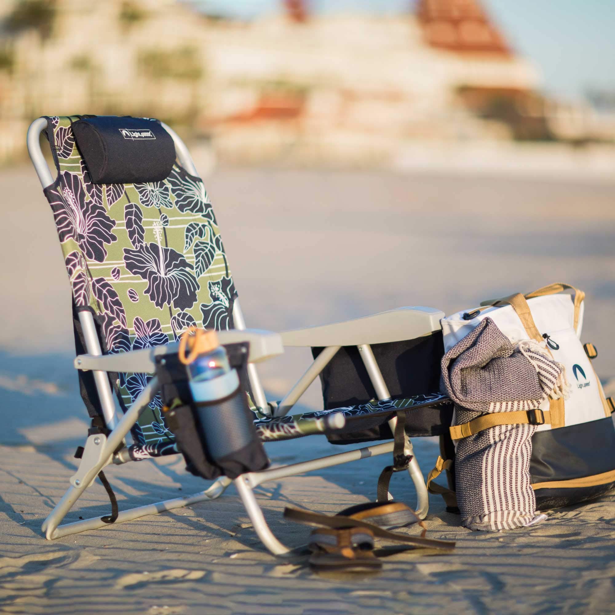 Lightspeed Outdoors ECO Ultimate Backpack Beach Chair for Adults - Adjustable Reclining Folding Chair with Padded Headrest | Portable Backpack Design for Beach, Camping, Travel & Outdoor Relaxation | 1-Piece Lightweight Chair
