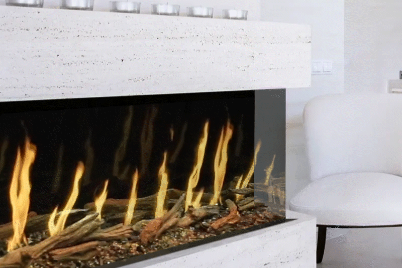 Modern Flames Orion Multi-Sided Virtual Electric Fireplace - Realistic 3D Flame Effect, Wall Mounted or Freestanding, Perfect for Living Room, Bedroom & Office