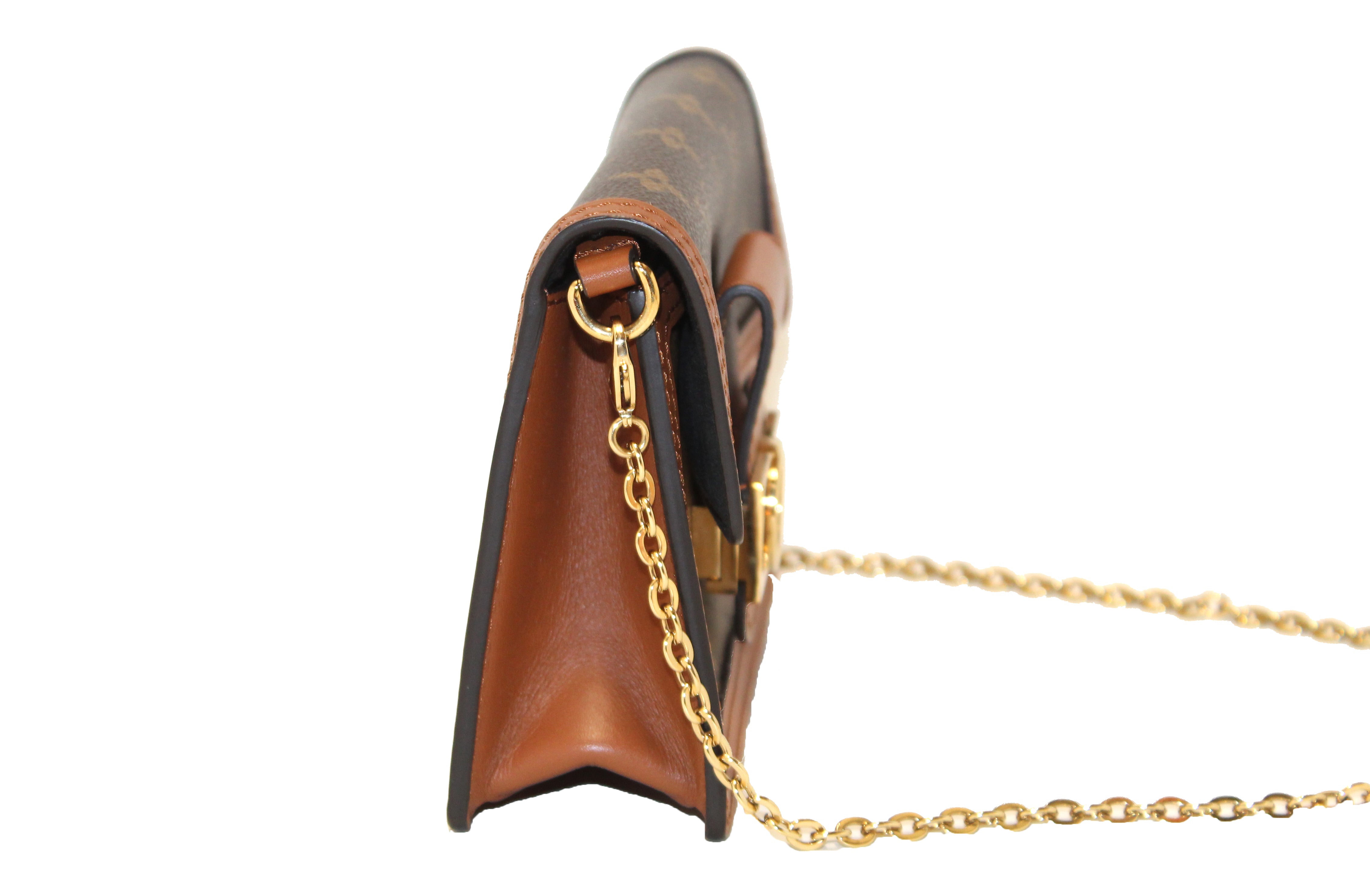 Authentic Louis Vuitton Dauphine Chain Wallet - Monogram & Reverse Canvas Crossbody Bag for Women | Luxury Designer Purse for Everyday Use, Date Night & Special Occasions