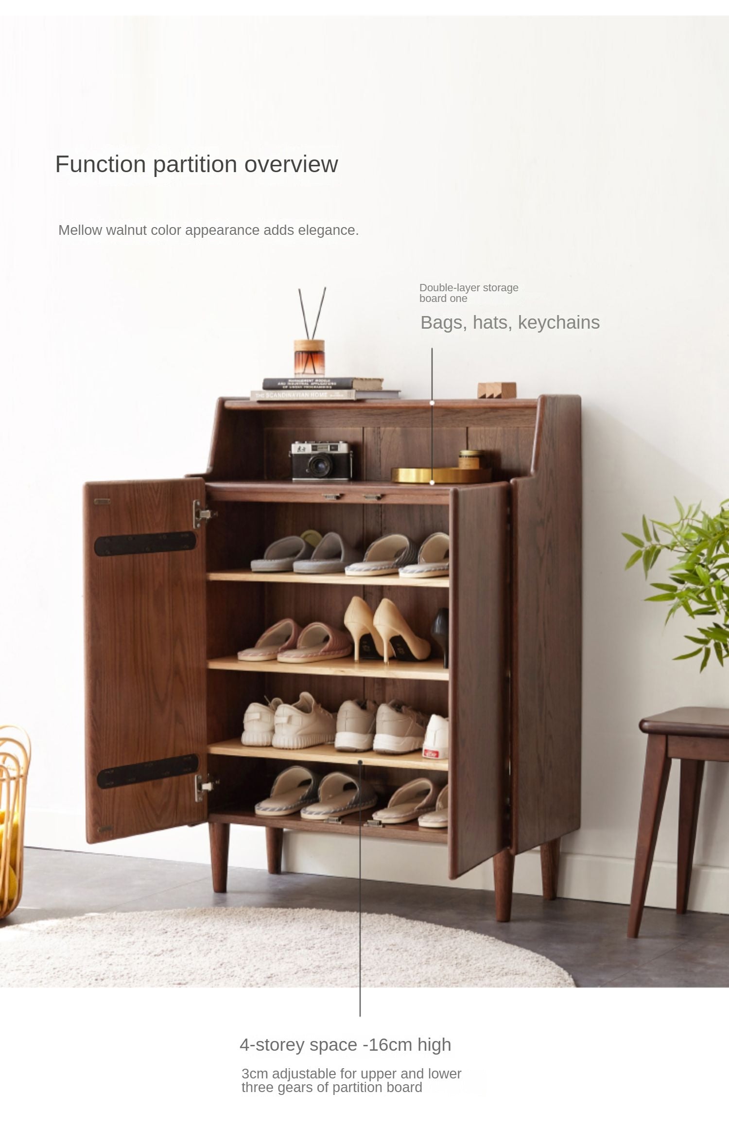 Solid Oak Wood Shoe Storage Cabinet - Rustic Entryway Organizer with Bench Seat for Hallway, Porch, or Mudroom - Perfect for Shoes, Boots, and Outdoor Gear Storage