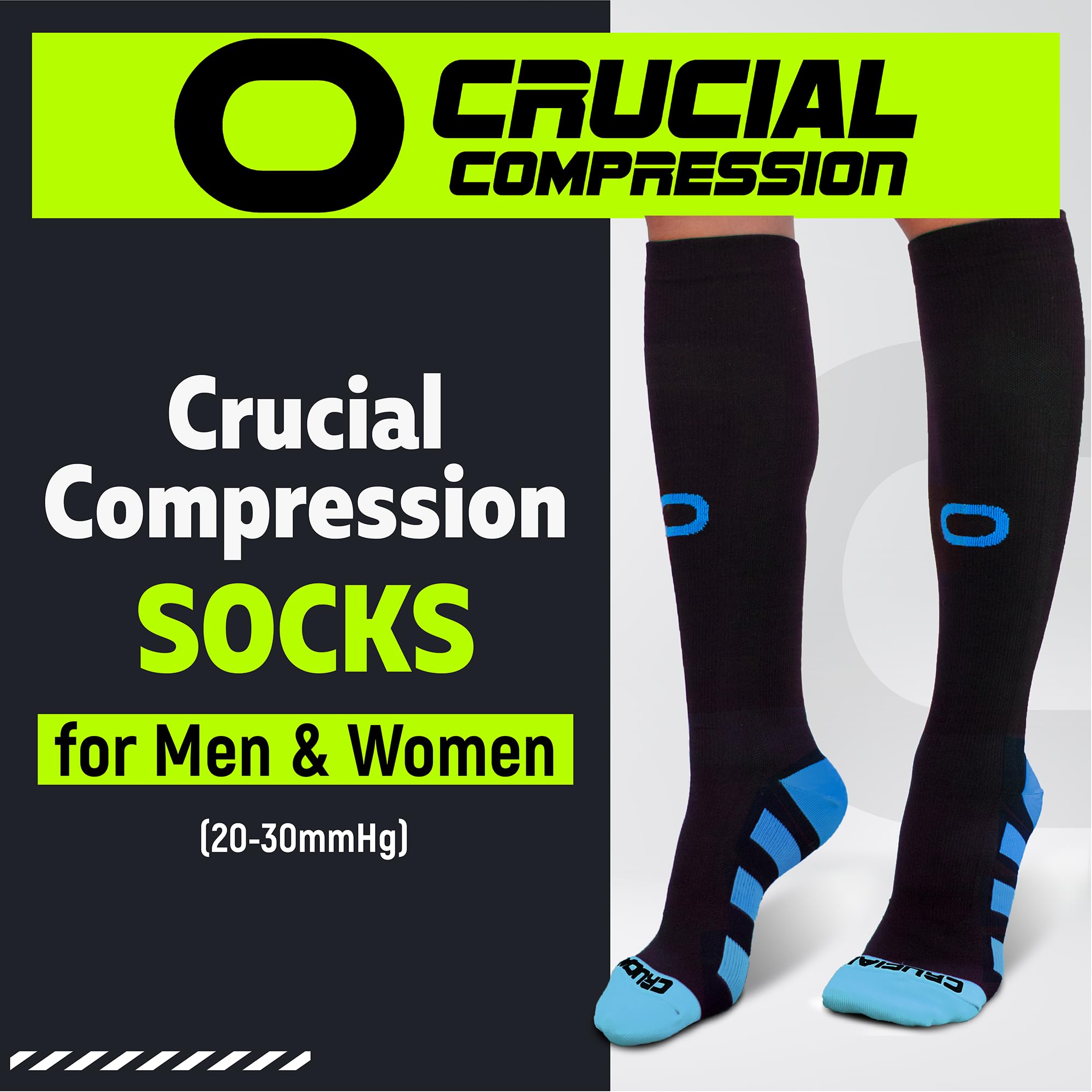 Best Compression Socks 20-30mmHg for Men & Women - Running, Sports, Travel & Nurse Work - Improve Circulation & Reduce Swelling for Athletes, Travelers & Healthcare Workers