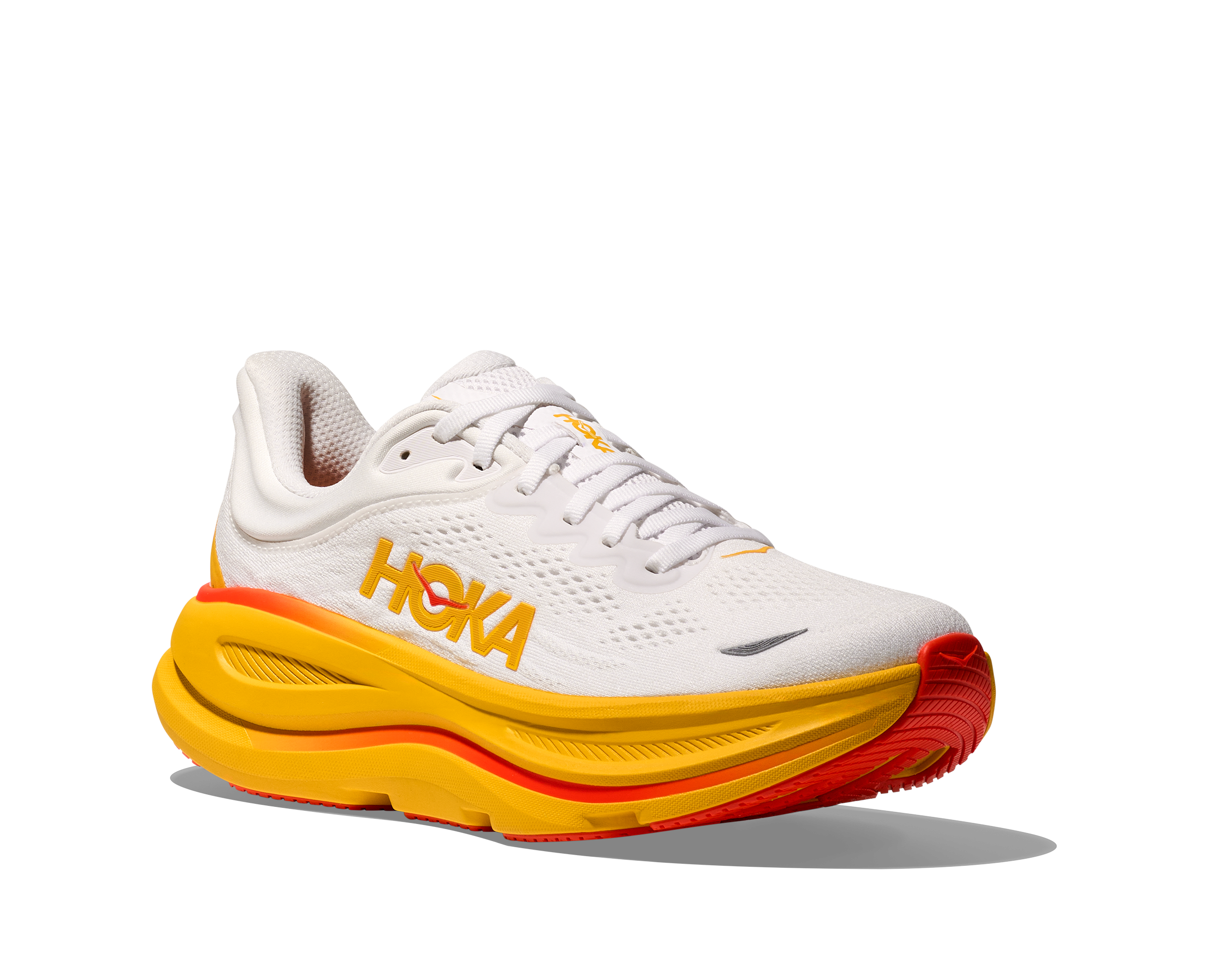 HOKA Women's Bondi 9 Running Shoes - Frost/Sunflower Colorway | Cushioned Comfort for Road Running, Walking & Everyday Wear