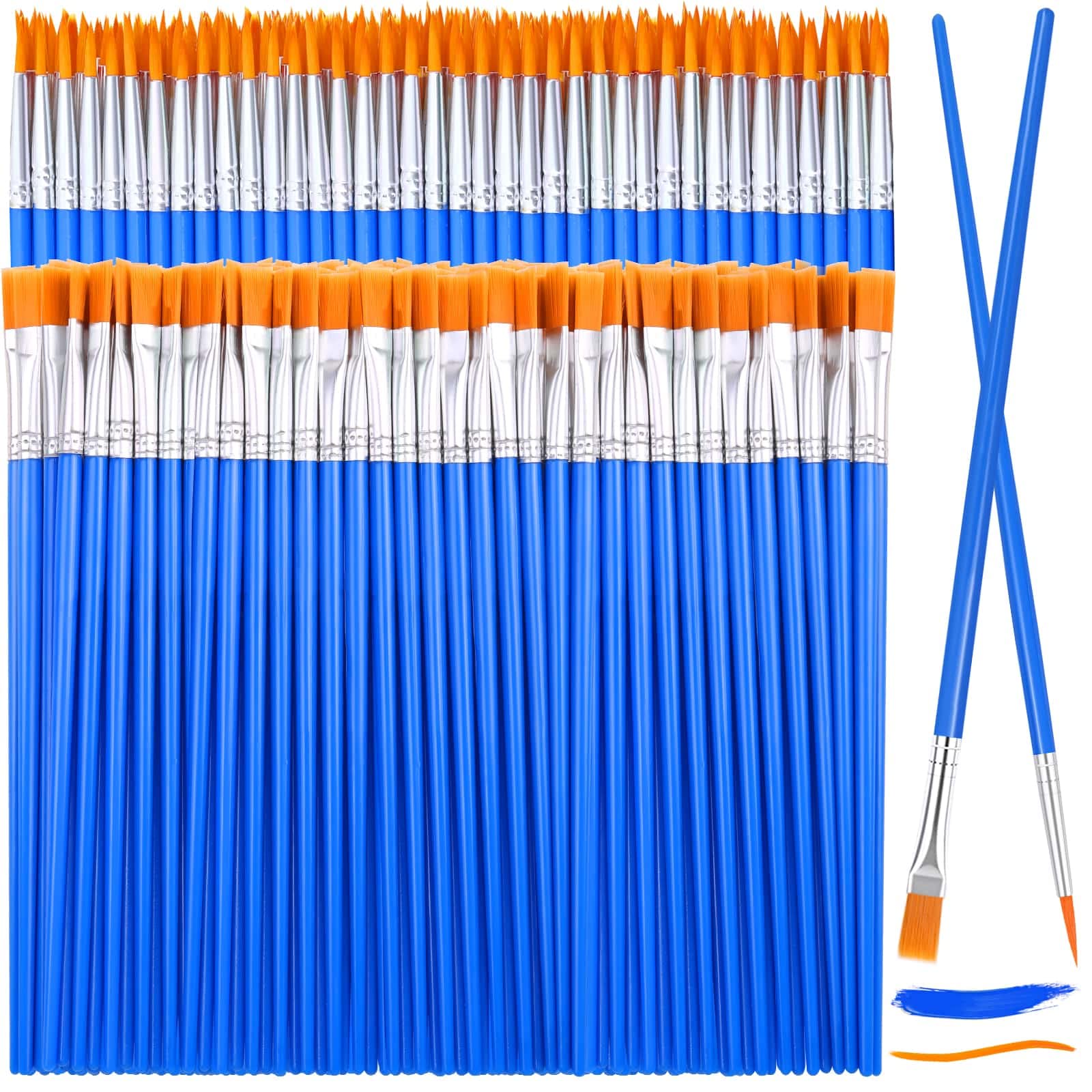 126 Pcs Small Paint Brushes Bulk Set - Flat & Round Pointed Artist Brushes for Kids, Classroom, Acrylic, Oil, Watercolor Painting - Perfect for Canvas Art, Face Painting & DIY Craft Projects