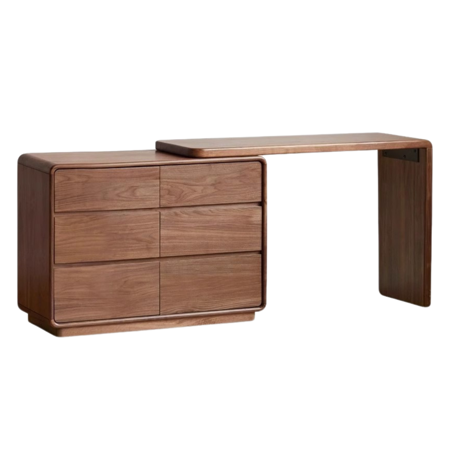 47.6x15.8x28 inch / 121x40x71 сm / Rich Dark Walnut color / Makeup table L-shaped board  + Six-drawer chest