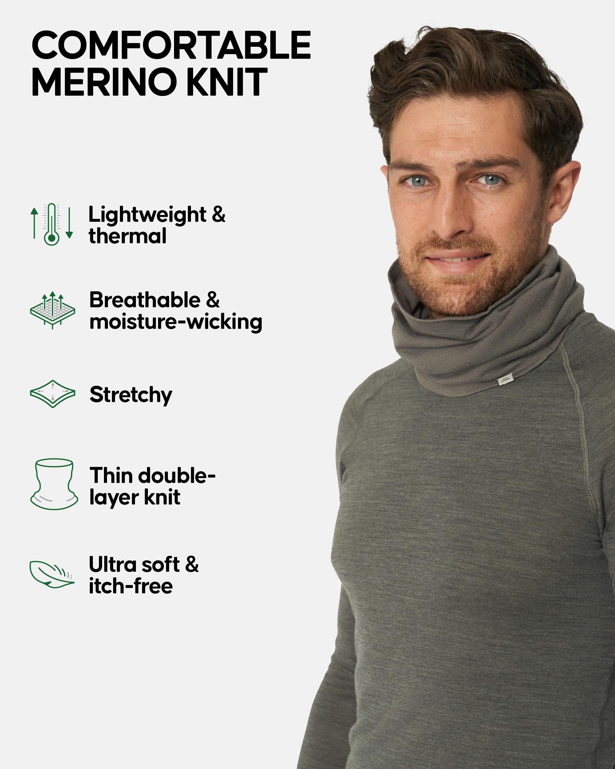 DANISH ENDURANCE Merino Wool Neck Gaiter & Face Mask for Men & Women - Warm Winter Scarf for Skiing, Hiking & Outdoor Activities