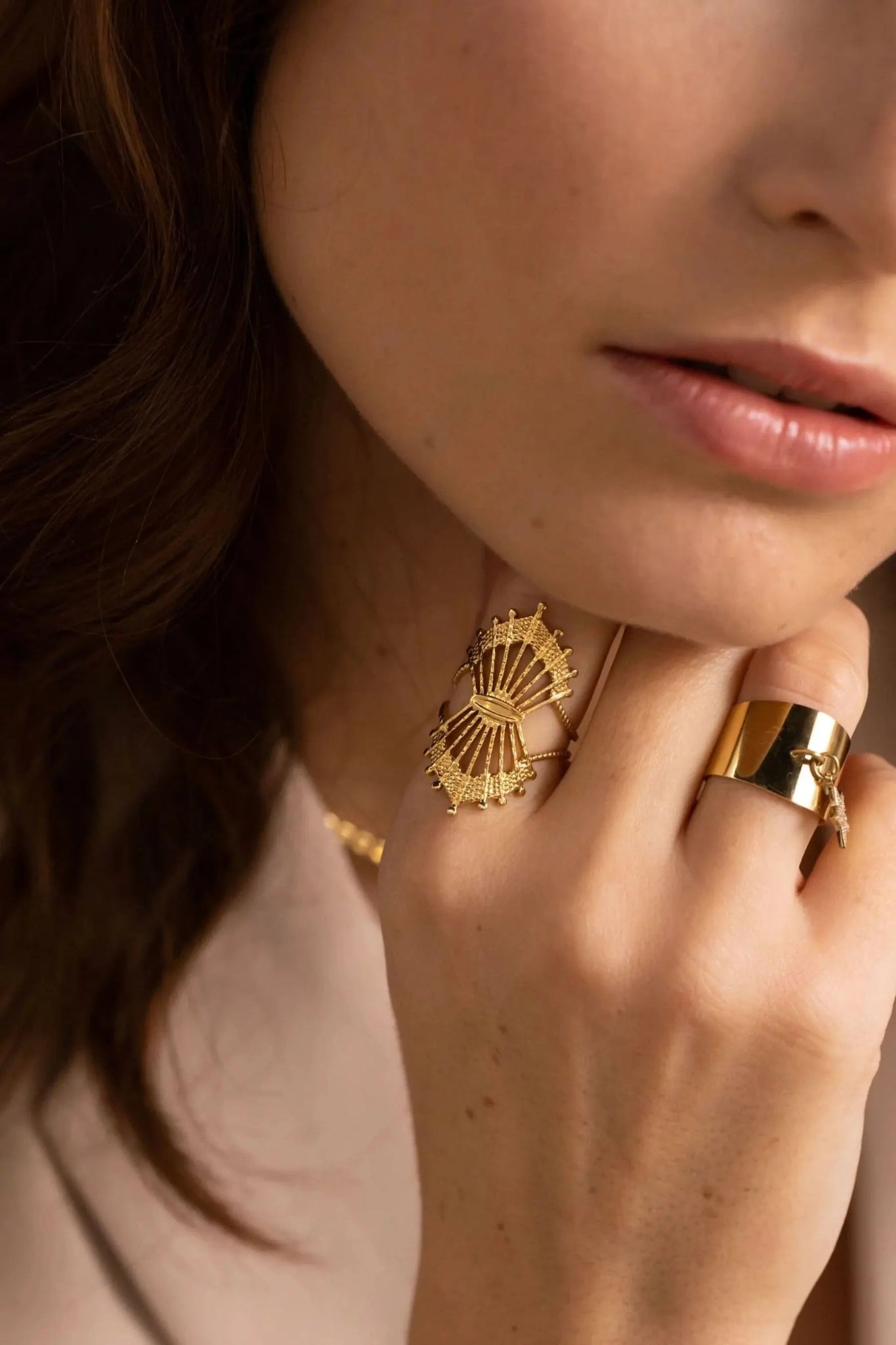 Stainless Steel Keagan Large Ring with Geometric Cut-Out Patterns - Perfect for Casual Wear, Parties & Everyday Elegance