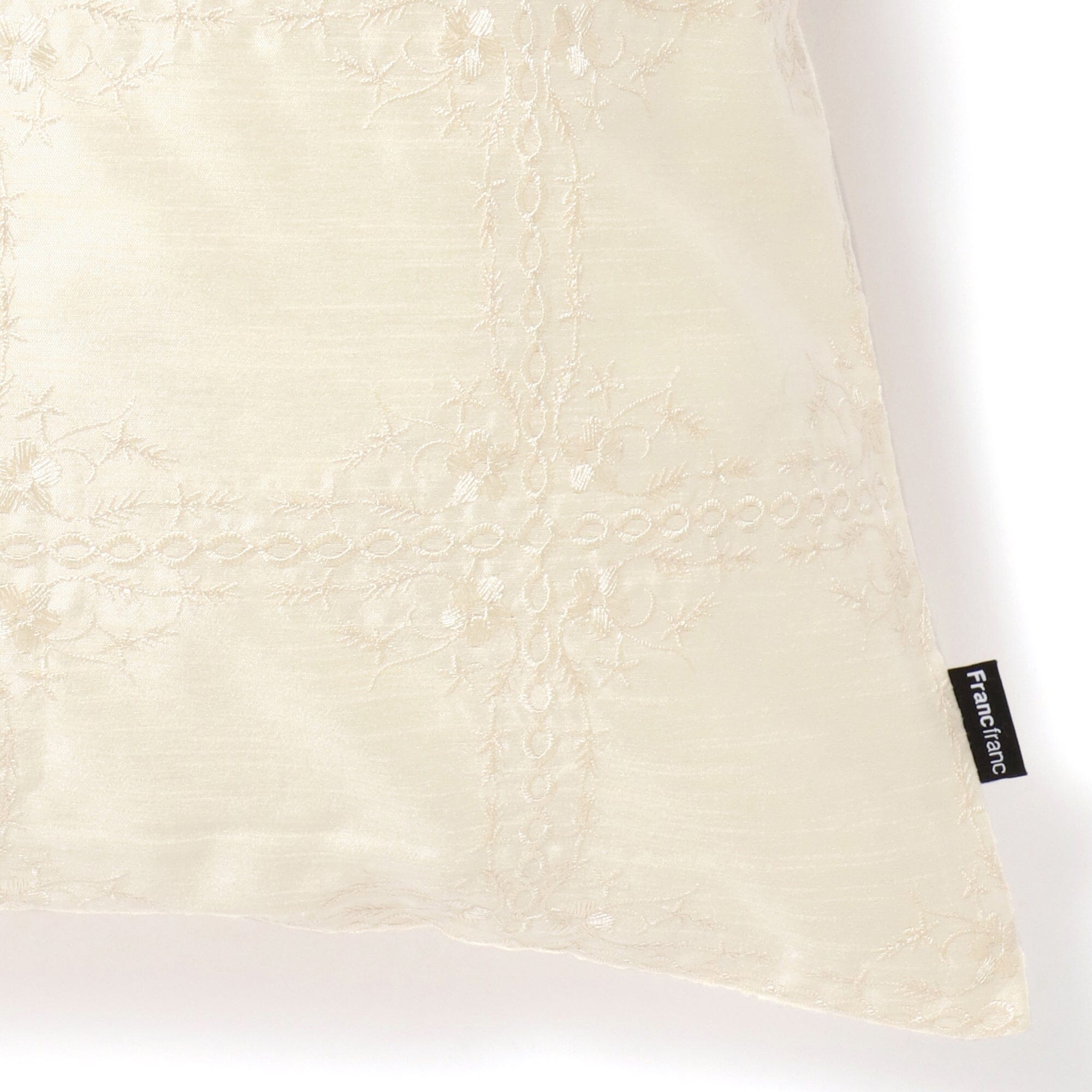 EMB Ornament Cushion Cover 18x18 Inches White - Decorative Pillow Case for Sofa, Bedroom, and Living Room Decor