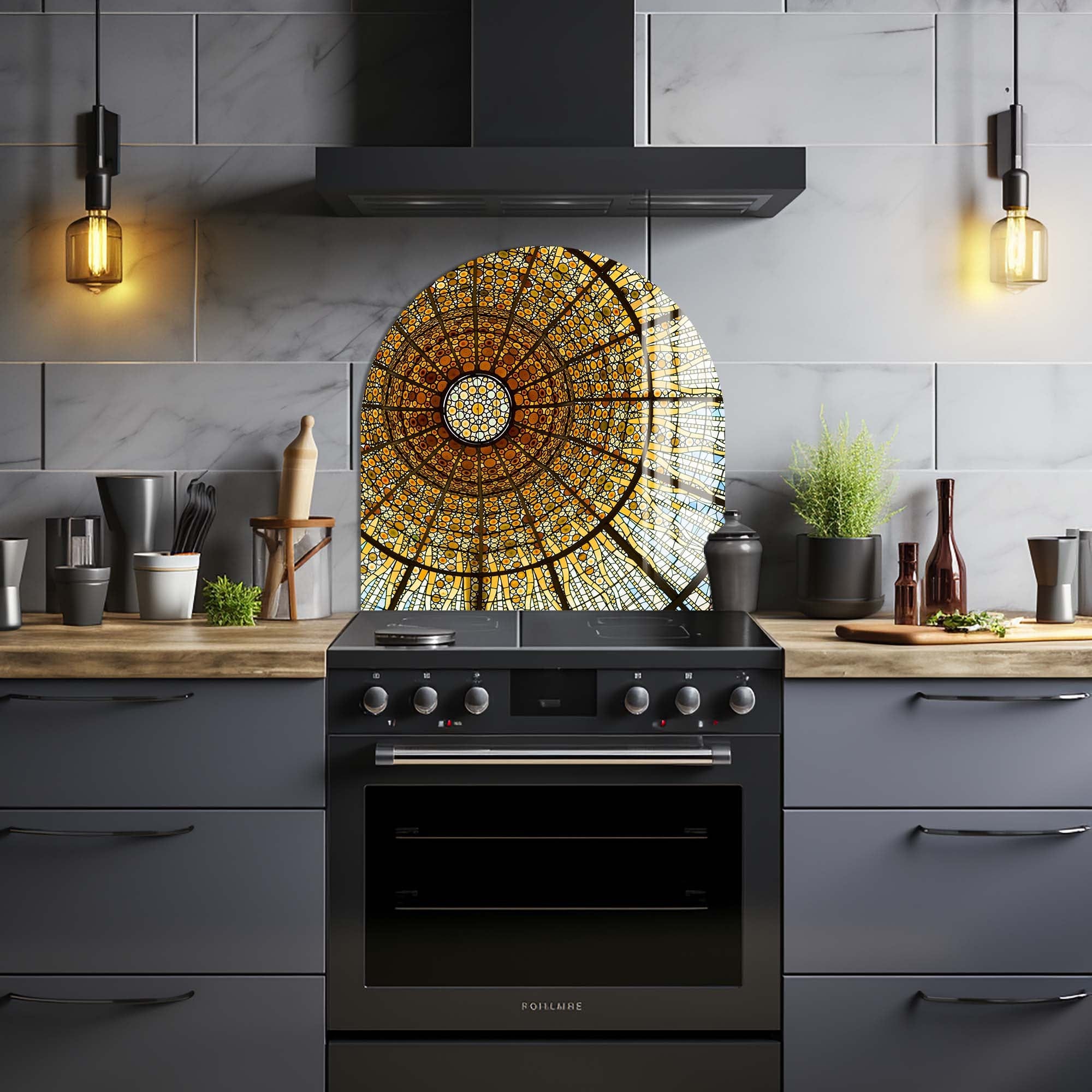 Golden Dome Glass Splashback - Premium Kitchen Backsplash Panel for Modern Homes - Perfect for Stovetops, Countertops & Backsplash Protection