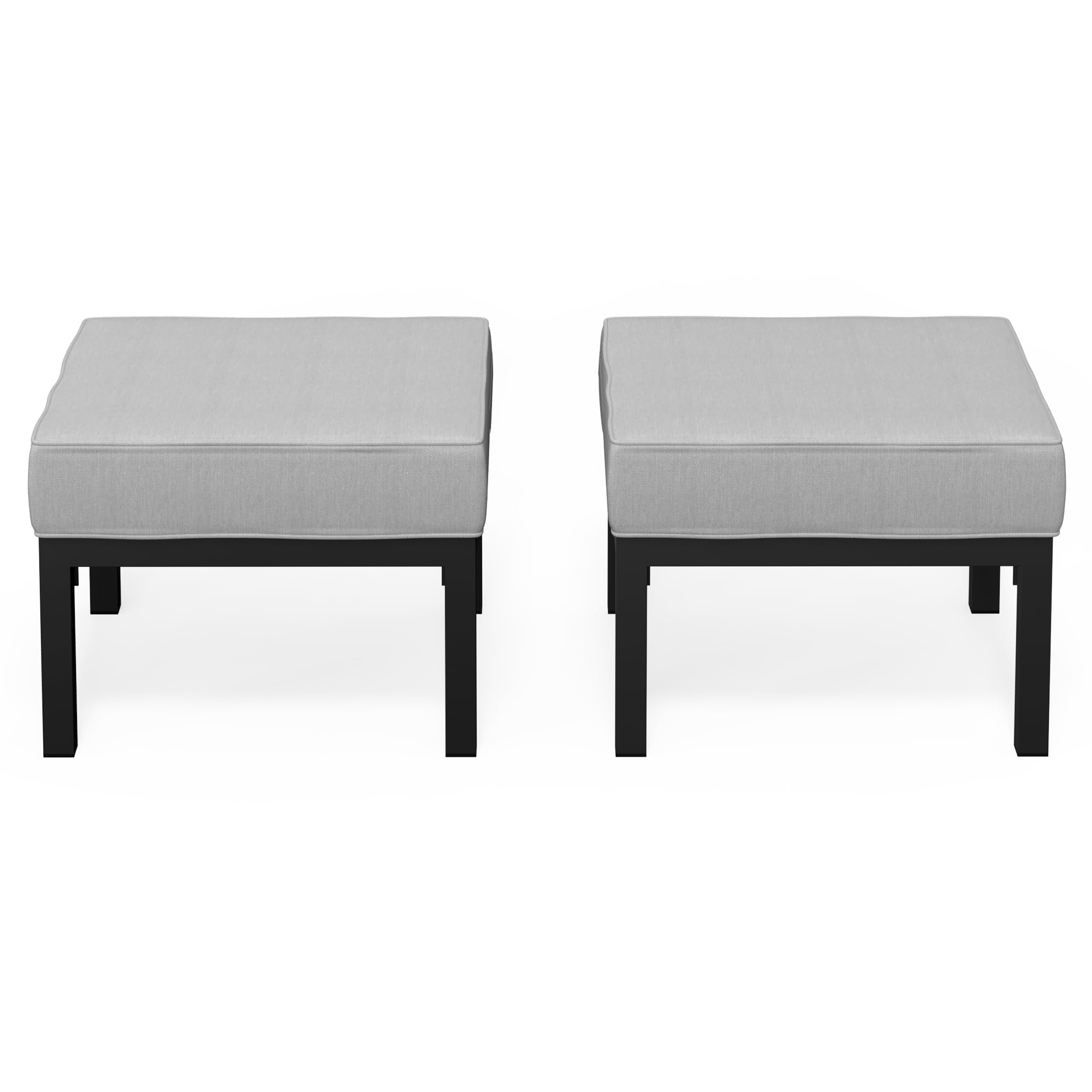 Solaste Outdoor Footstools Set of 2 - All-Weather Aluminum Patio Ottoman with Removable Cushions, Garden Backyard Poolside Furniture for Relaxing, Lounging & Outdoor Entertaining - Grey