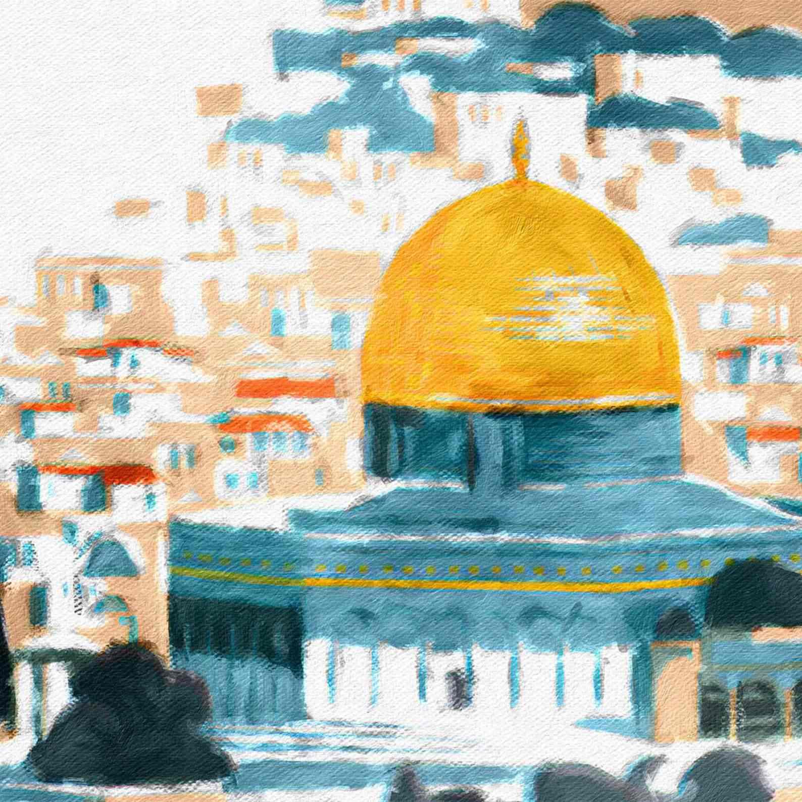 Masjid Al Aqsa & Dome of the Rock Islamic Canvas Wall Art - Premium Mosque Decor for Home, Office & Islamic Centers