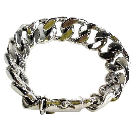 Sterling Silver Cuban Curb Link Biker Bracelet for Men - Durable & Stylish Chain Bracelet for Motorcycle Riders, Hip Hop Fashion & Everyday Wear
