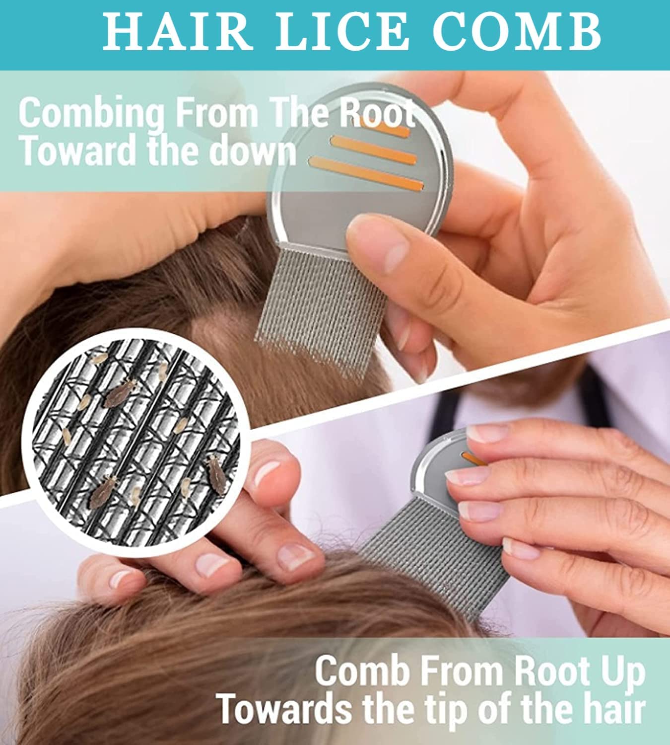 ELITEWAVE Stainless Steel Lice Comb for Women & Kids - Fine Tooth Nit & Egg Removal Comb - Effective Head Lice Treatment for Scalp Care - Perfect for Home, School & Travel Use