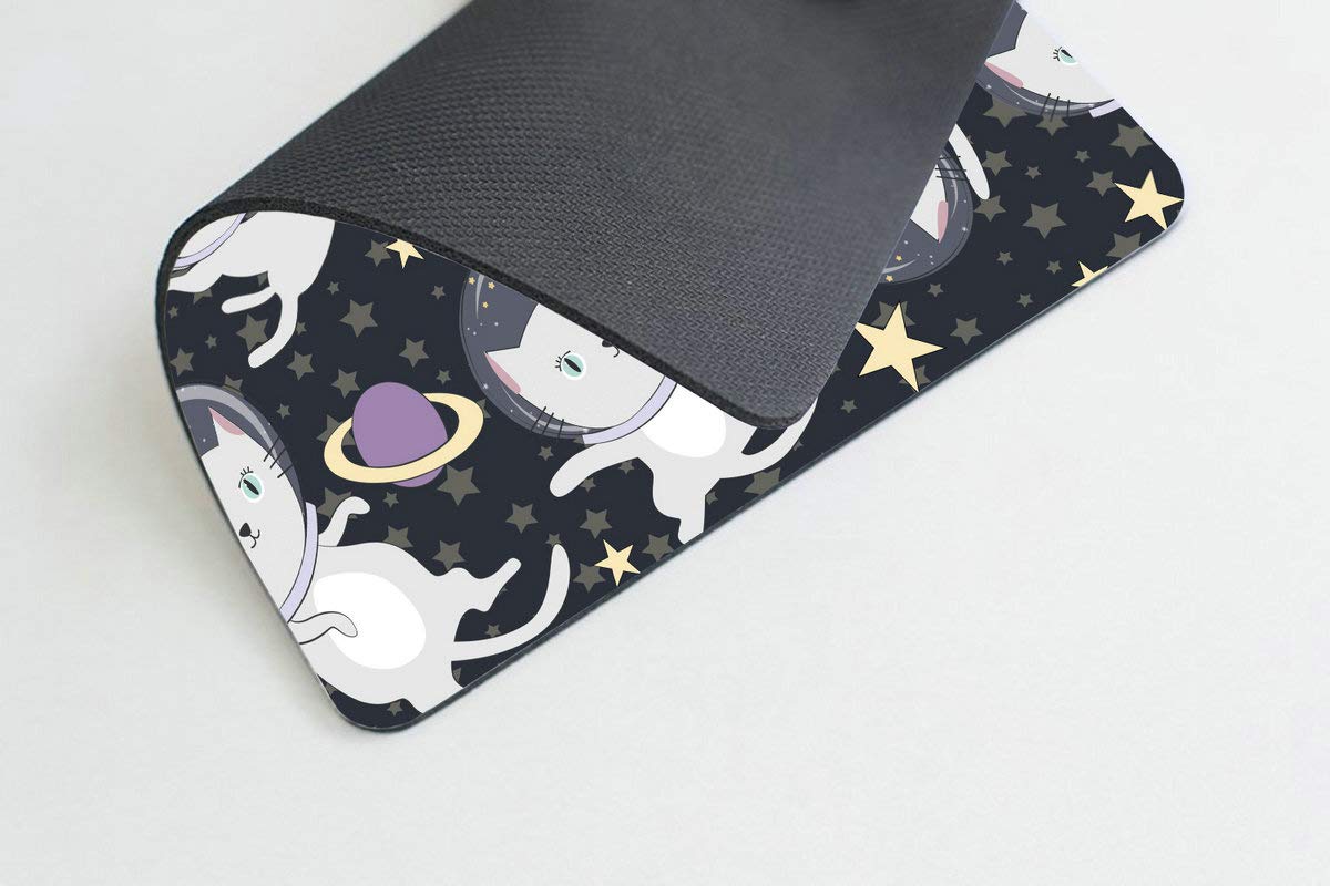 Custom Smooffly Gaming Mouse Pad - Non-Slip Rubber Base with Fun Cat Astronaut in Space Design | Ergonomic Computer Mousepad for PC, Laptop, Office & Gaming Setup
