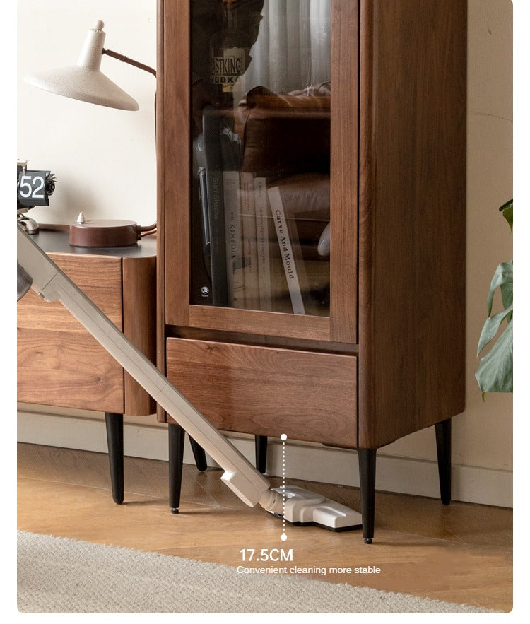 Solid Black Walnut Wood Rocking Side Cabinet - Handcrafted Rustic Nightstand for Bedroom, Living Room & Office Furniture