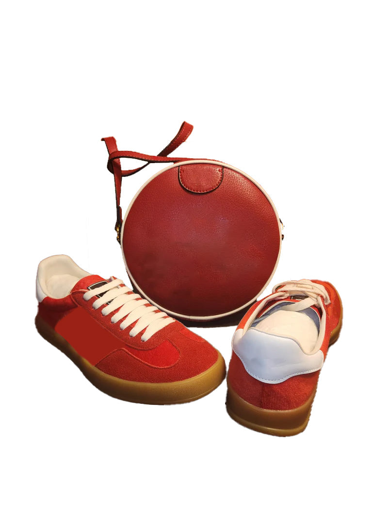 Stylish Red & White Women's Handbag and Shoes Set - Perfect for Casual Outings, Parties, and Everyday Fashion