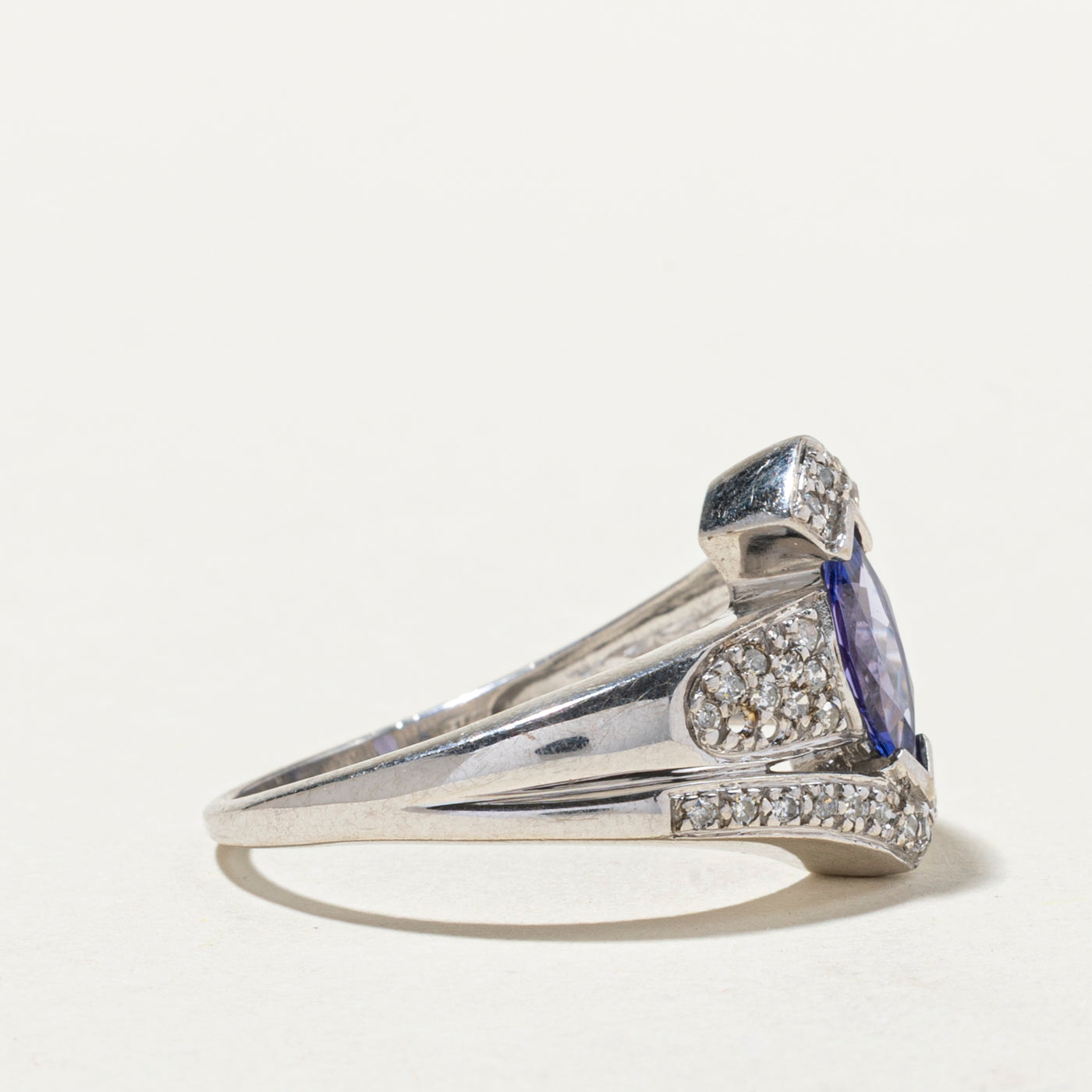 Exquisite 0.64ct Tanzanite & 0.29ct Diamond Bypass Ring - Size 9.25 | Elegant Blue Purple Gemstone Jewelry for Women | Perfect for Engagement, Anniversary & Special Occasions