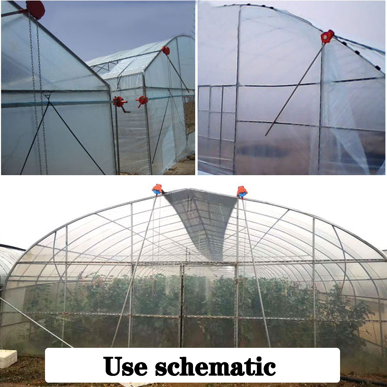 4m/6m Greenhouse Hand Winch with Chains - Manual Film Coiler Device for Top & Wall Greenhouse Sheds - 2-Pack Farm & Vegetable Greenhouse Ventilation Equipment - Perfect for Greenhouse Temperature Control and Seasonal Crop Protection