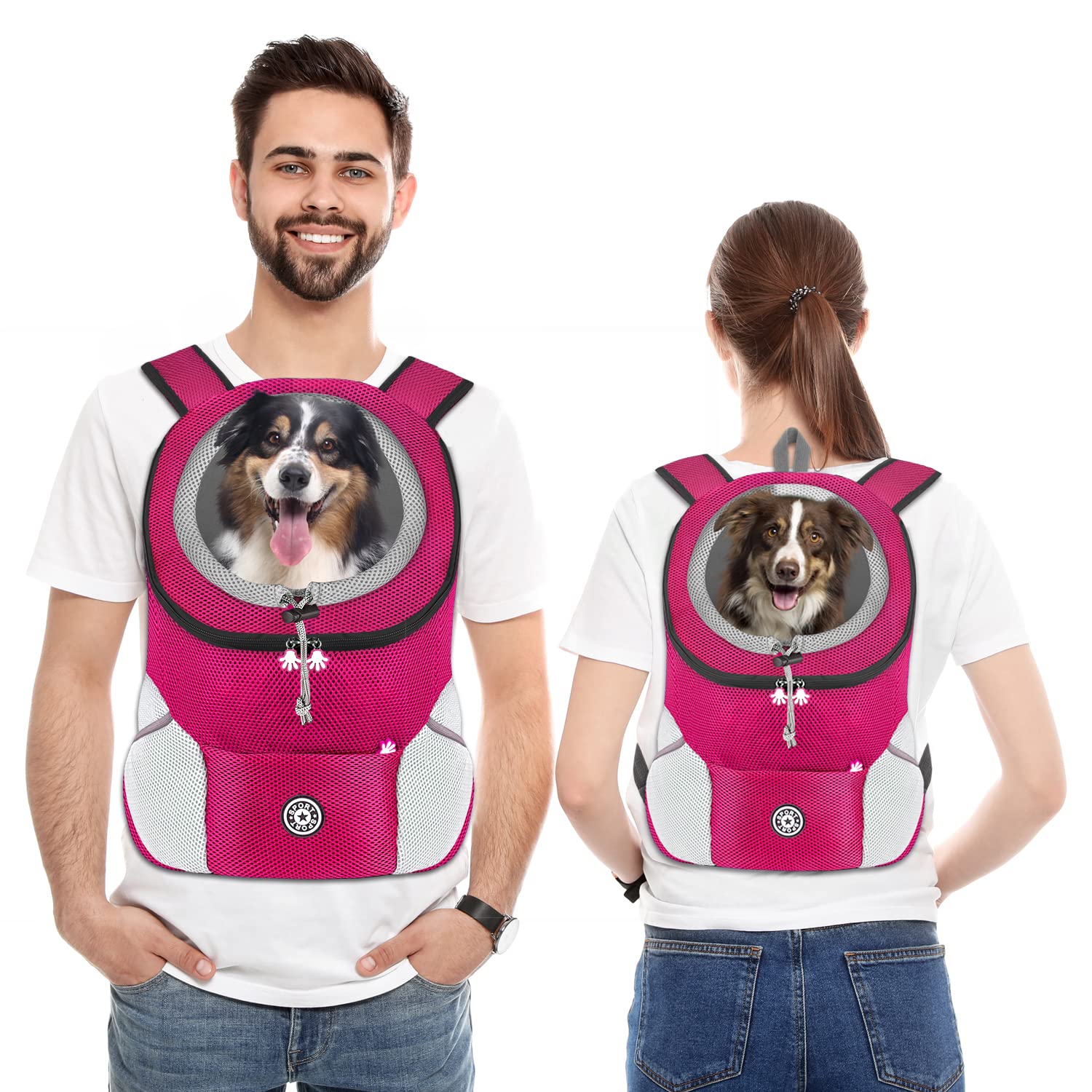 Dog Backpack Carrier - Comfortable & Breathable Front Pack for Small Medium Dogs Cats Rabbits - Padded Shoulder Straps & Head Out Design - Perfect for Travel Hiking Outdoor Adventures