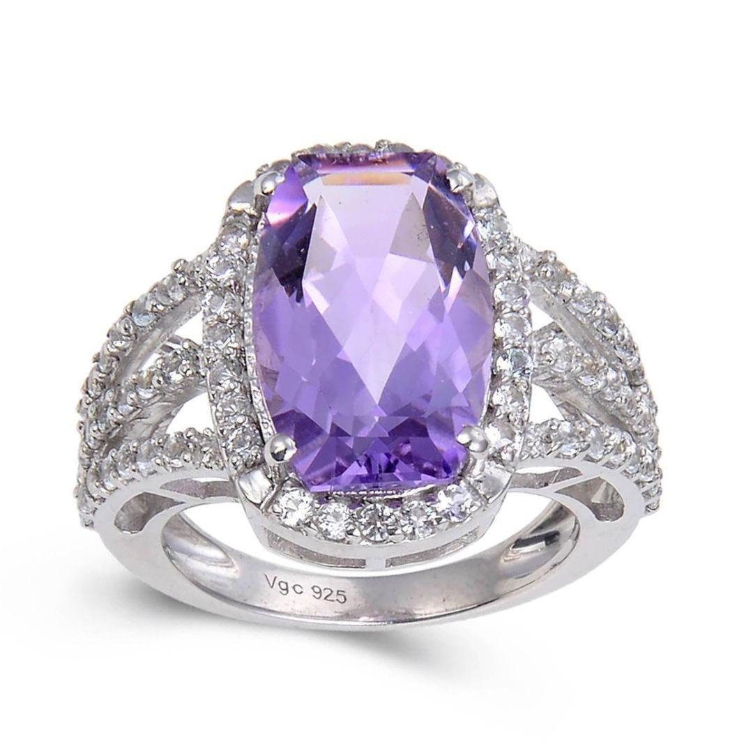 Stunning Amethyst Cushion Statement Ring for Women | Elegant Purple Gemstone Jewelry | Perfect for Evening Parties, Weddings & Special Occasions