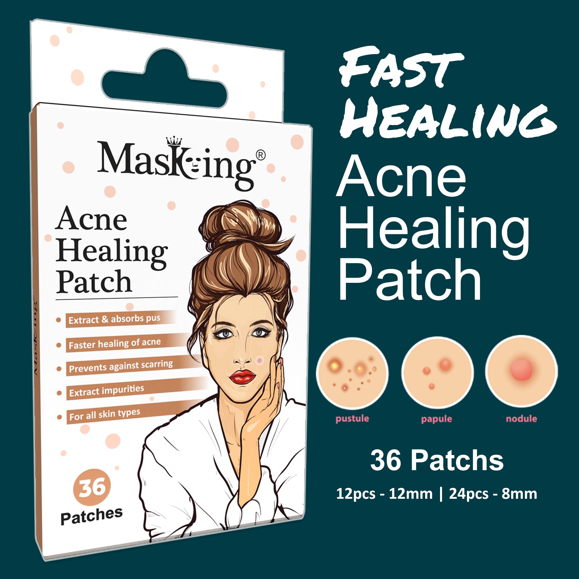 Hydrocolloid Acne Pimple Patches for Face - 72 Invisible Spot Treatment Dots (Pack of 2) | Clear Blemish Cover for Overnight Healing & Makeup Application