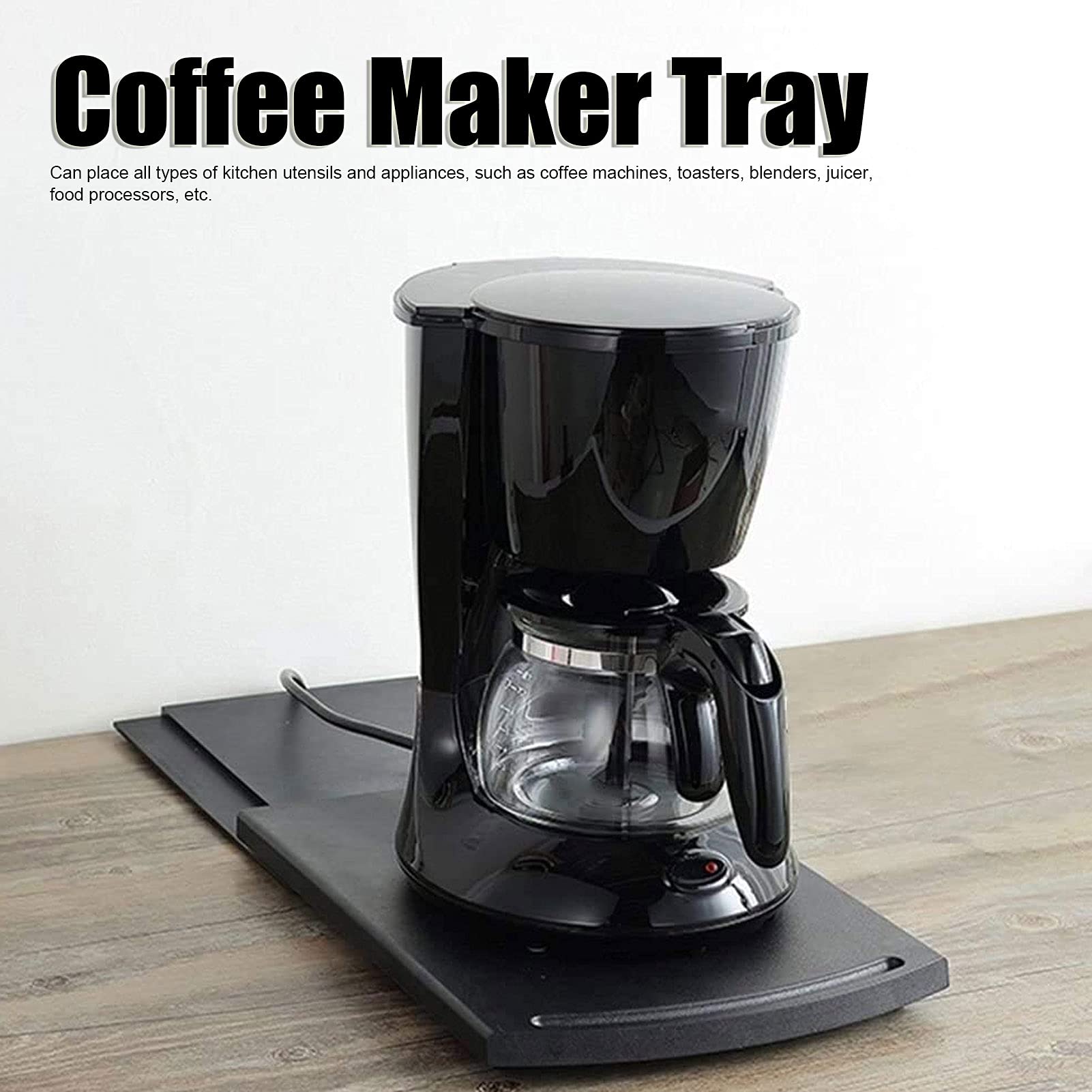 Non-Slip Kitchen Sliding Coffee Maker Tray Mat - Heavy Duty Appliance Moving Caddy with Handles - Countertop Organizer for Blenders, Mixers & Small Appliances - Perfect for Kitchen Counter Protection & Easy Appliance Mobility
