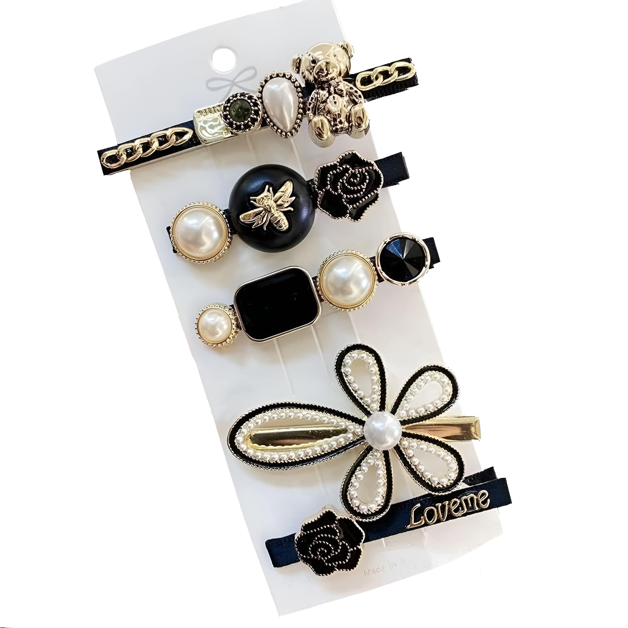 BellaStella Korean Stylish Pearl Rhinestone Hair Clips - Elegant Marble Alligator Bobby Pins for Women, Hair Accessories & Headdress Jewelry - Perfect for Weddings, Parties & Daily Styling