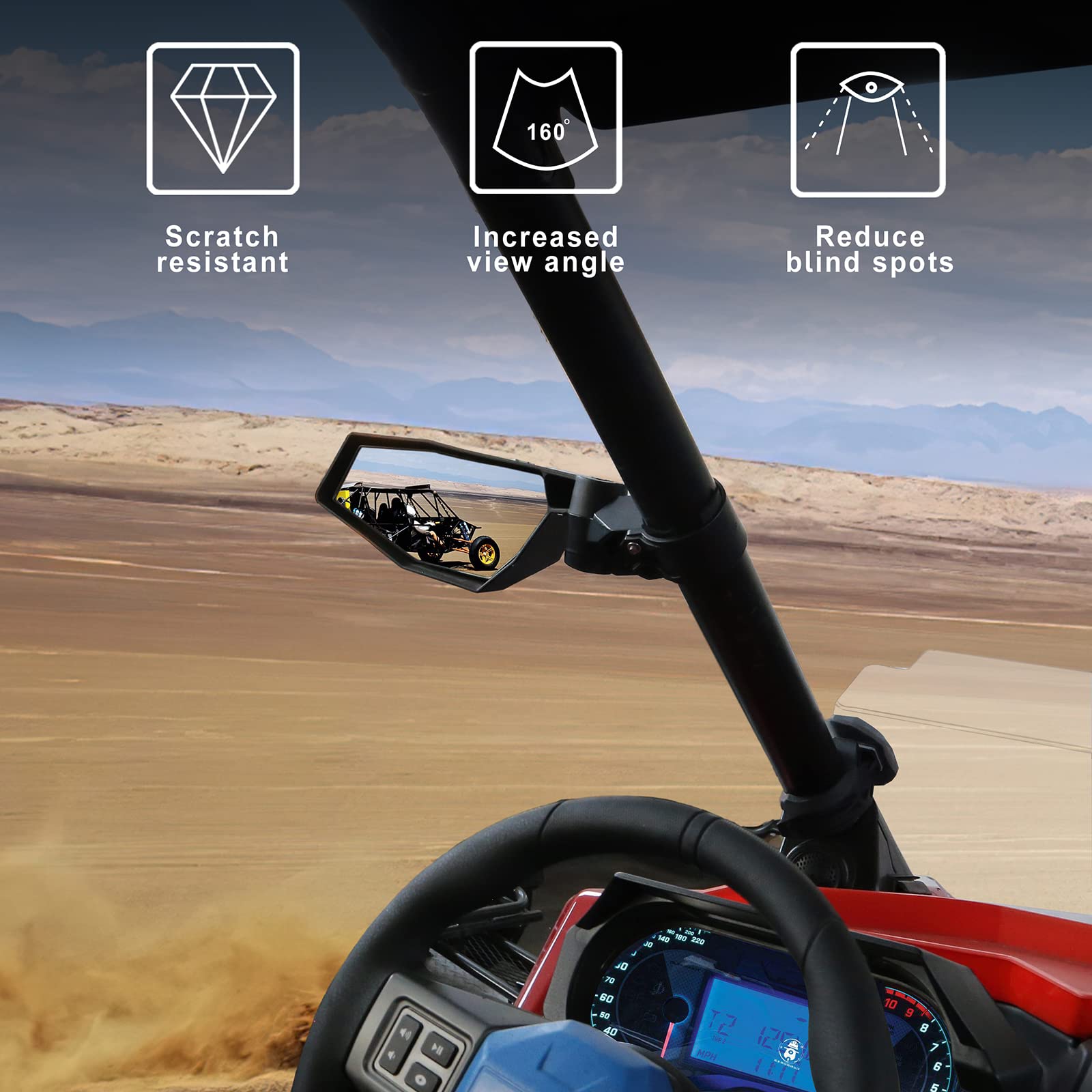 Polaris RZR Pro XP R/Turbo R 4 Side Mirrors (2020-2023) - CPOWACE Adjustable HD Folding Rear View Racing Mirrors - Replacement for 2883762 - Perfect for Off-Roading & Trail Riding