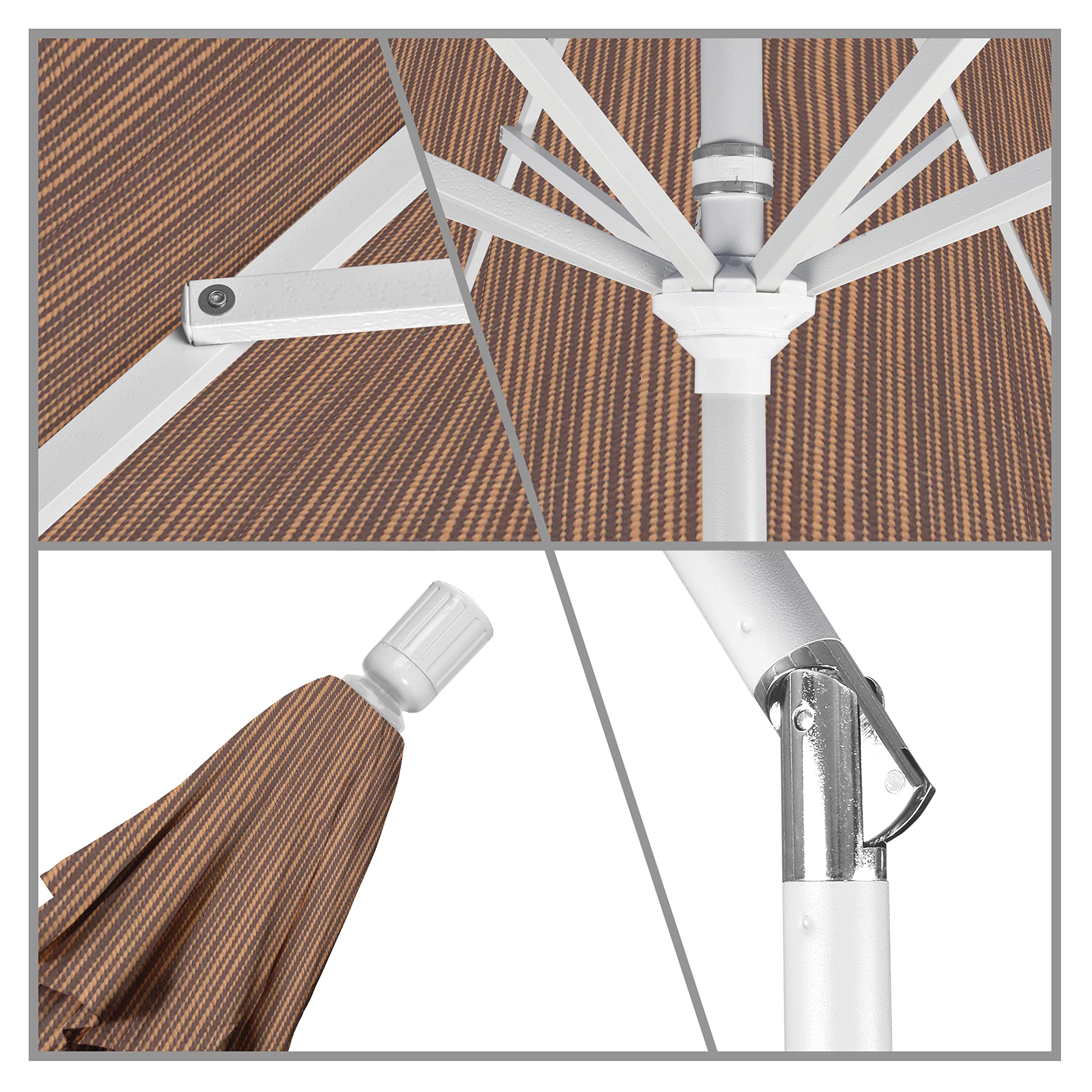 11' Round Aluminum Market Umbrella with Crank Lift & Collar Tilt - California Style Patio Umbrella for Outdoor Dining, Poolside, Garden & Backyard