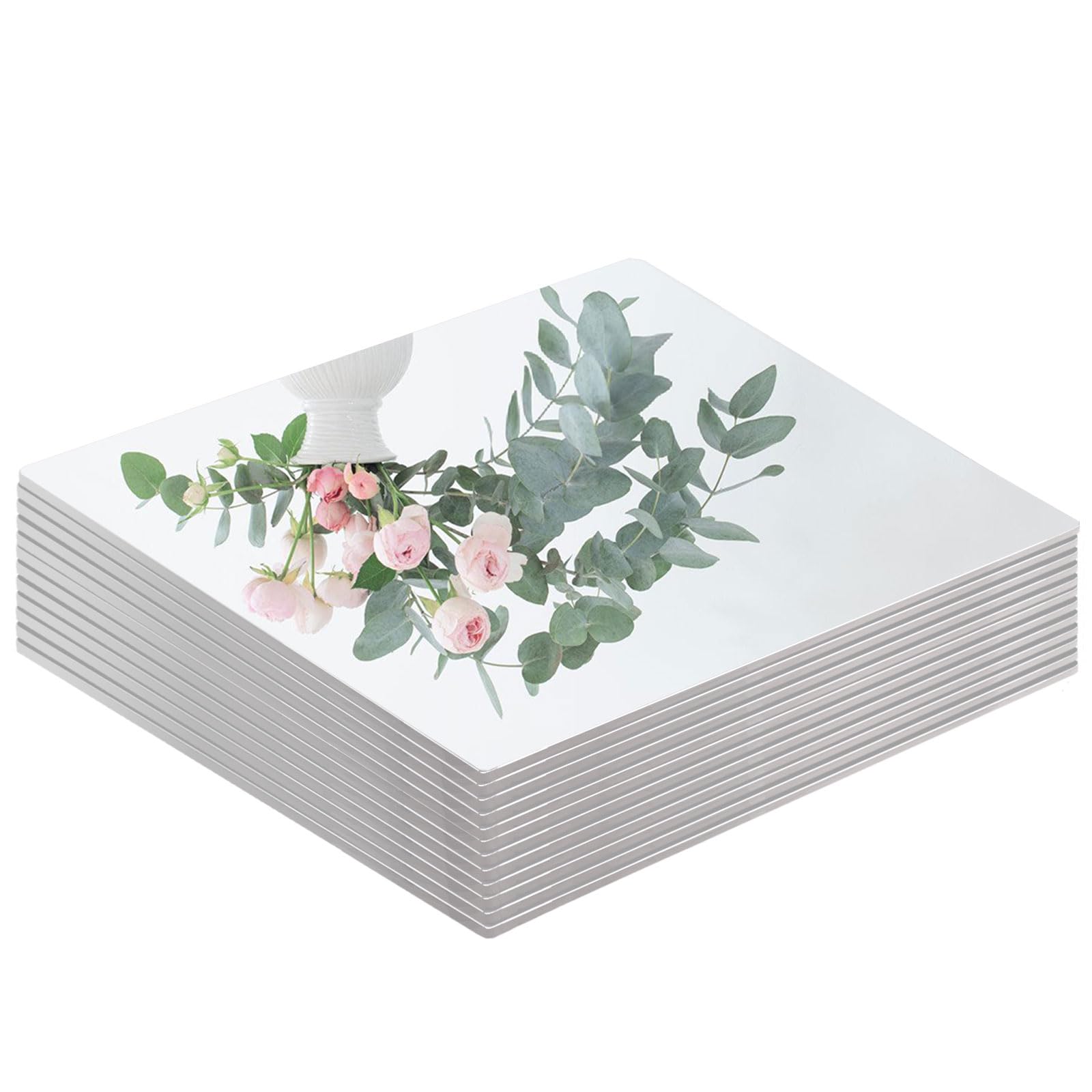 12-Pack Unbreakable Mirror Tiles - 12 Inch Square Decorative Centerpieces for Wedding Tables, Wall Decor, Candle Plates, Perfume Trays & DIY Crafts | Shatterproof Glass for Home, Party & Event Decorations