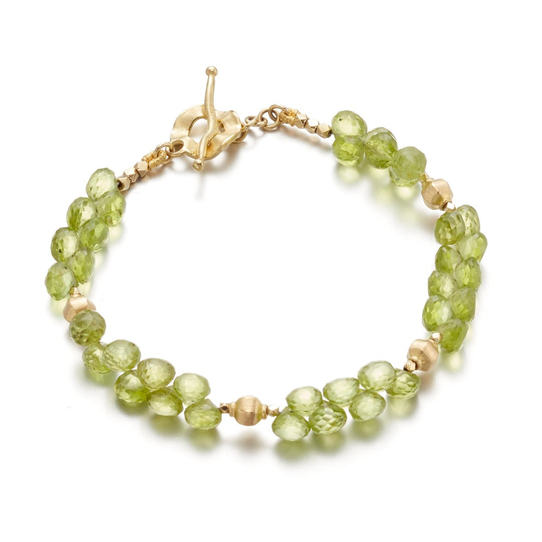 Peridot Briolette Bracelet for Women - 925 Sterling Silver Adjustable Chain - Healing Crystal Jewelry for Meditation, Yoga & Spiritual Gifts