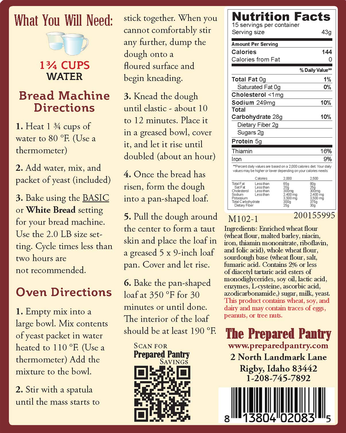 Premium Saint Croix Sourdough French Bread Mix - Easy Baking for Bread Machine or Oven | Perfect for Homemade Artisan Loaves & Family Dinners