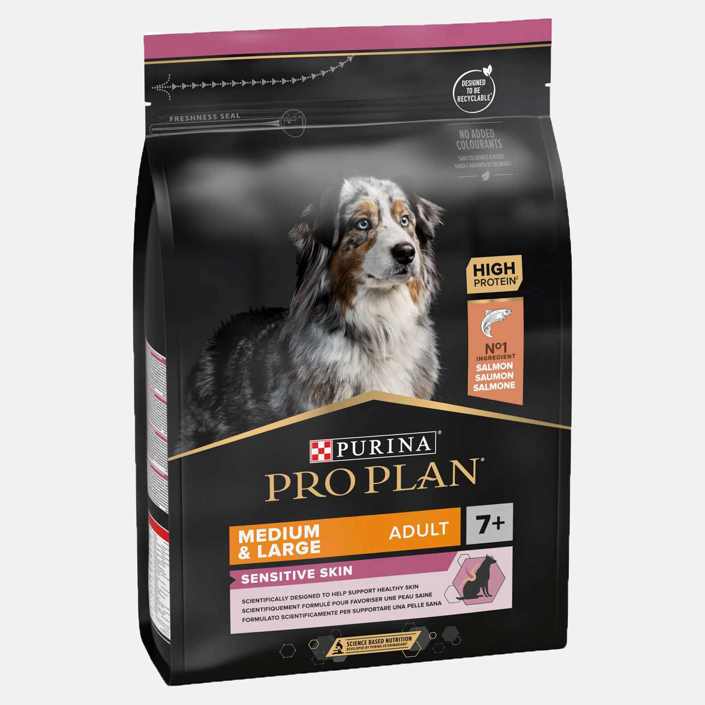 Purina Pro Plan Sensitive Skin & Stomach Salmon Dry Dog Food for Medium & Large Adult Dogs 7+ Years - Supports Digestive Health & Skin Care - Ideal for Sensitive Stomachs & Allergies