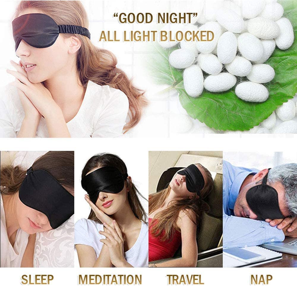 AUGEN 100% Mulberry Silk Sleep Eye Mask for Women & Men - Soft & Breathable Blindfold for Travel, Nap & Night Sleep - Pink (Pack of 1) - Perfect Gift for Insomnia Relief & Relaxation