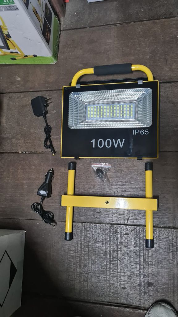 Aiko 100W LED Rechargeable Sports Flood Light - Waterproof Outdoor Work Light for Camping, Hiking, Emergency, Construction Sites (Model: LED GYRLF100A2)