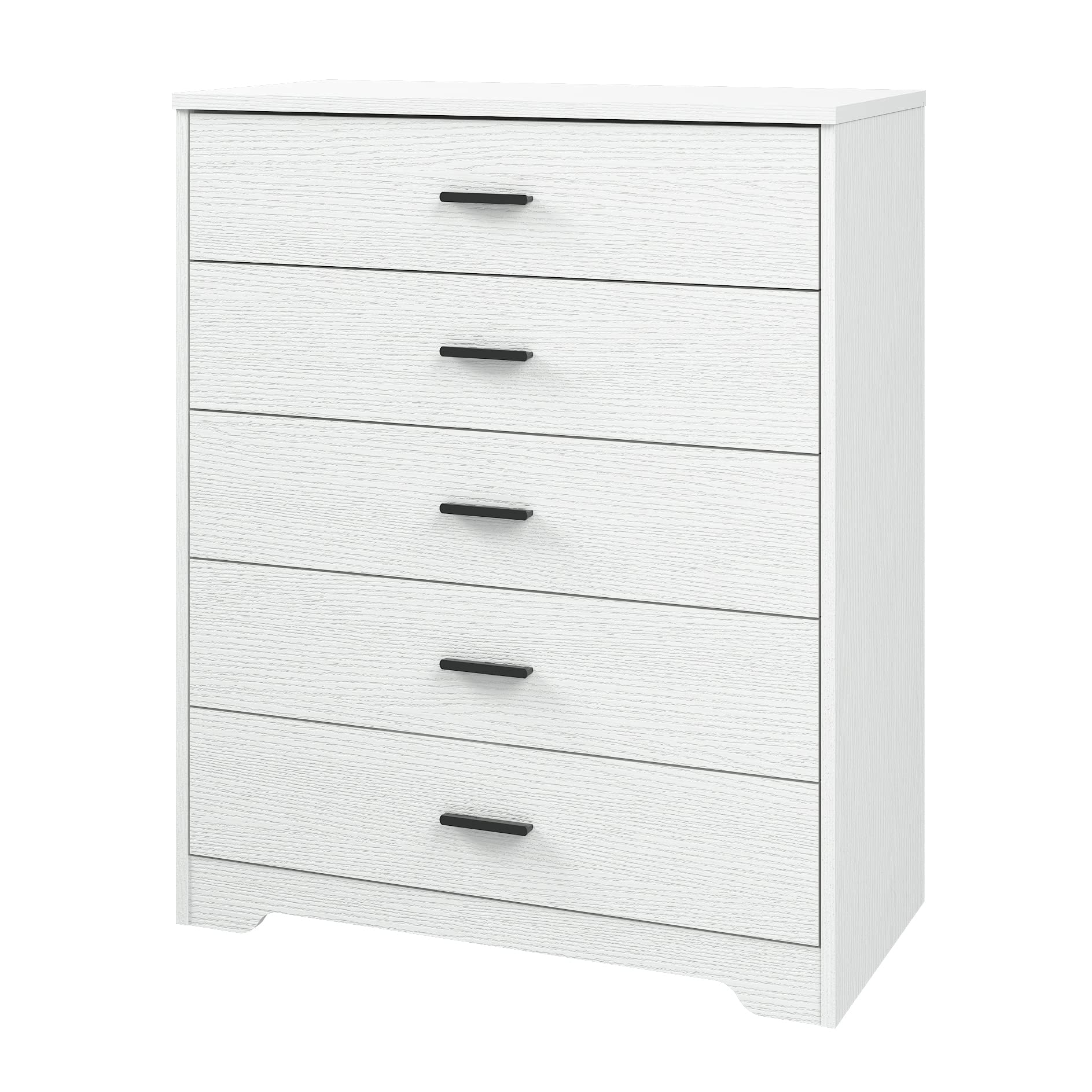 5/6 Drawer Wooden Dresser for Bedroom - White Chest of Drawers with Storage Organizer - Perfect for Bedroom, Living Room, Hallway & Nursery Furniture Organization (5-Drawer, White)