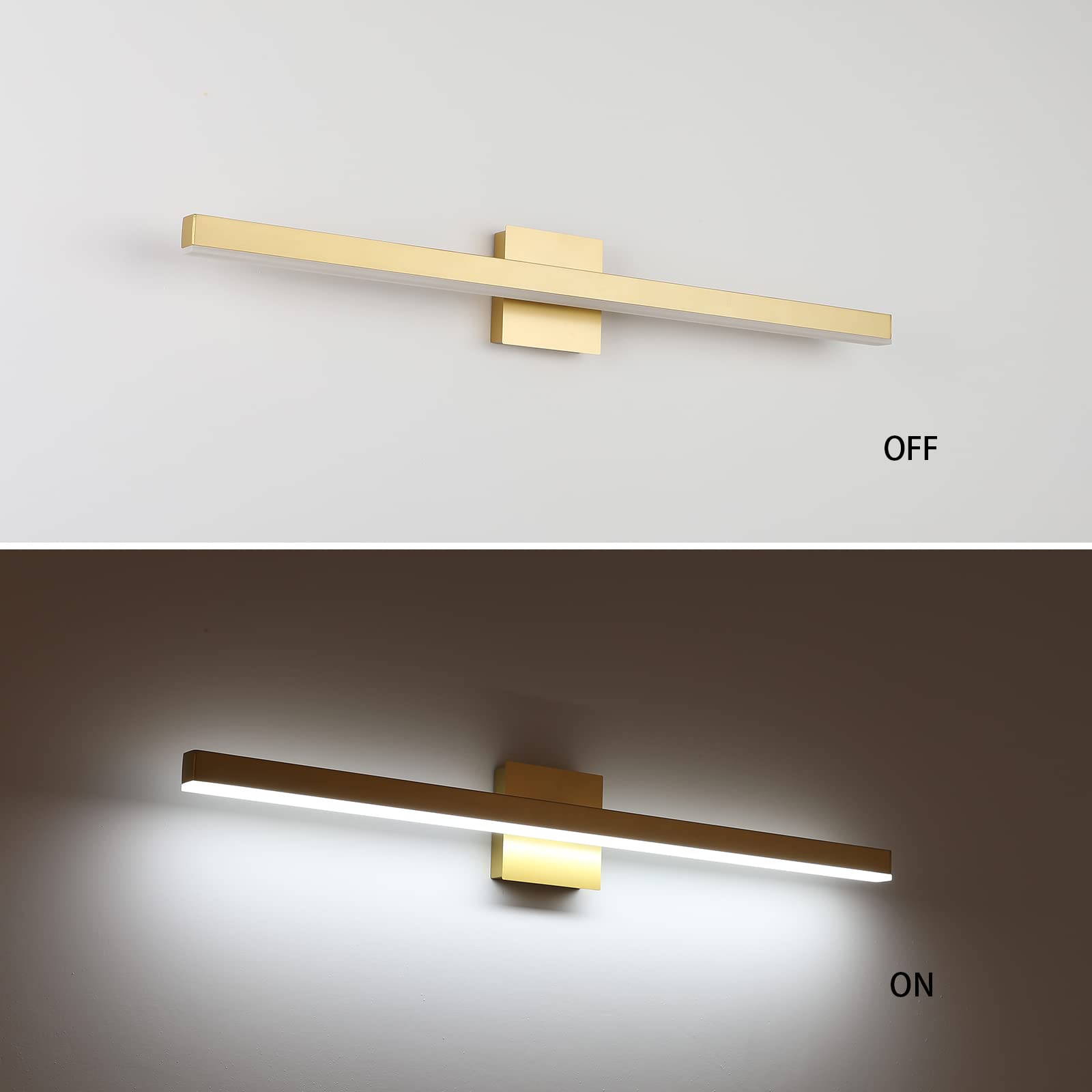Joossnwell 35.4 Inch Gold LED Bathroom Vanity Light Bar - Modern Wall Mounted Mirror Lighting with 22W Cool White Light - Perfect for Bathroom, Makeup Area & Dressing Room