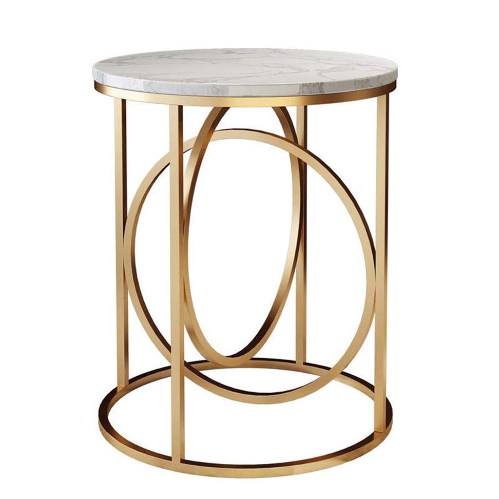 Modern Round Marble Coffee Table - Postmodern End Table for Living Room, Apartment, Bedroom & Balcony - White Side Table for Tea & Decor (Perfect for Small Spaces & Contemporary Home Decor)