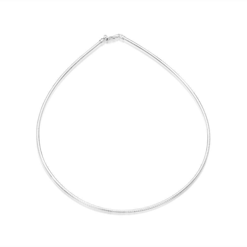 2mm Sterling Silver Italian Chain Necklace Round Omega Chain - 16