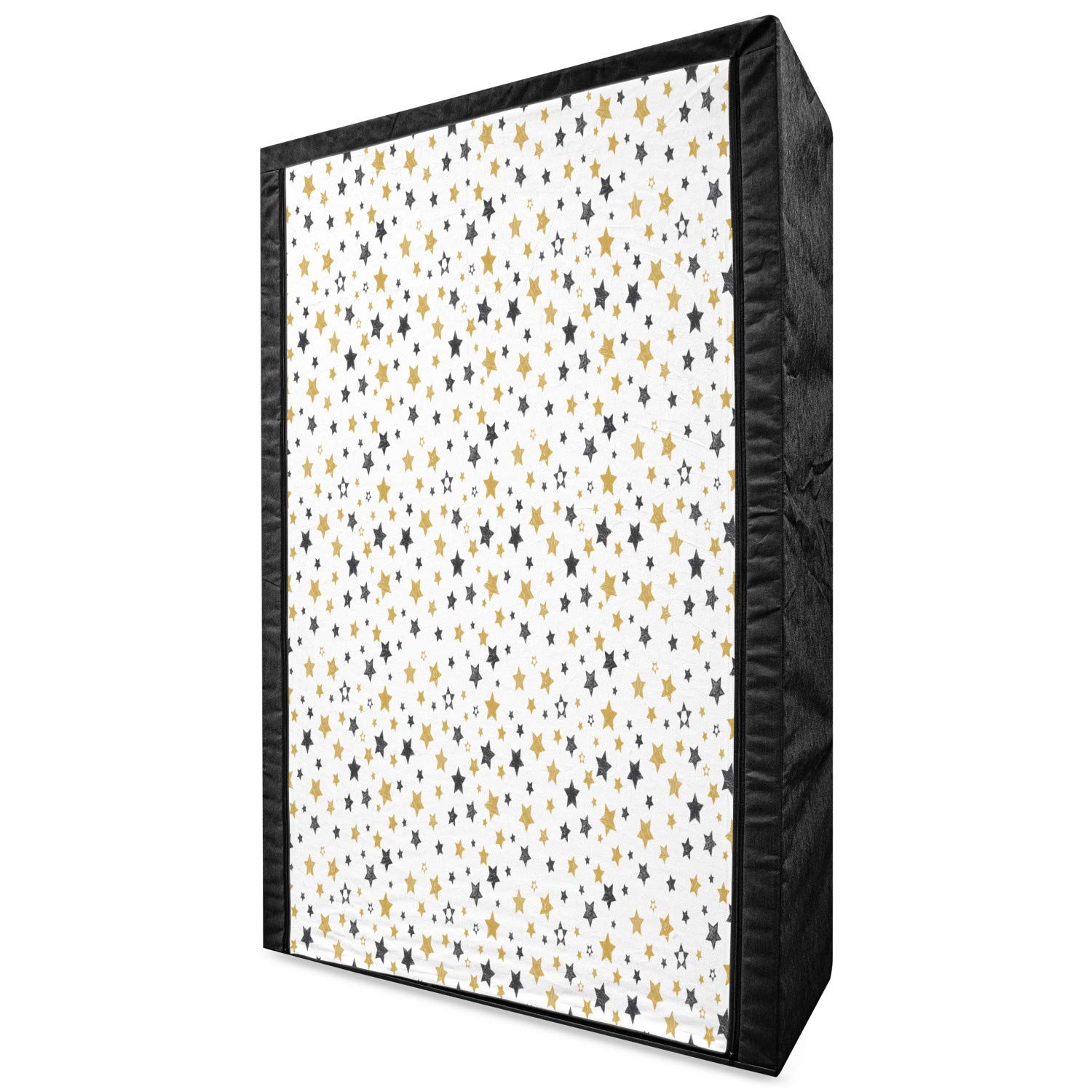 Ambesonne Sketchy Portable Fabric Wardrobe with Shelves - Hand Drawn Star Pattern, Cosmos Galaxy Theme Doodle Art - 42.5