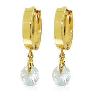 1.3 Carat 14K Solid Yellow Gold Hoop Earrings with Natural Aquamarine Gemstone | Elegant Jewelry for Women, Perfect for Weddings, Parties & Everyday Wear