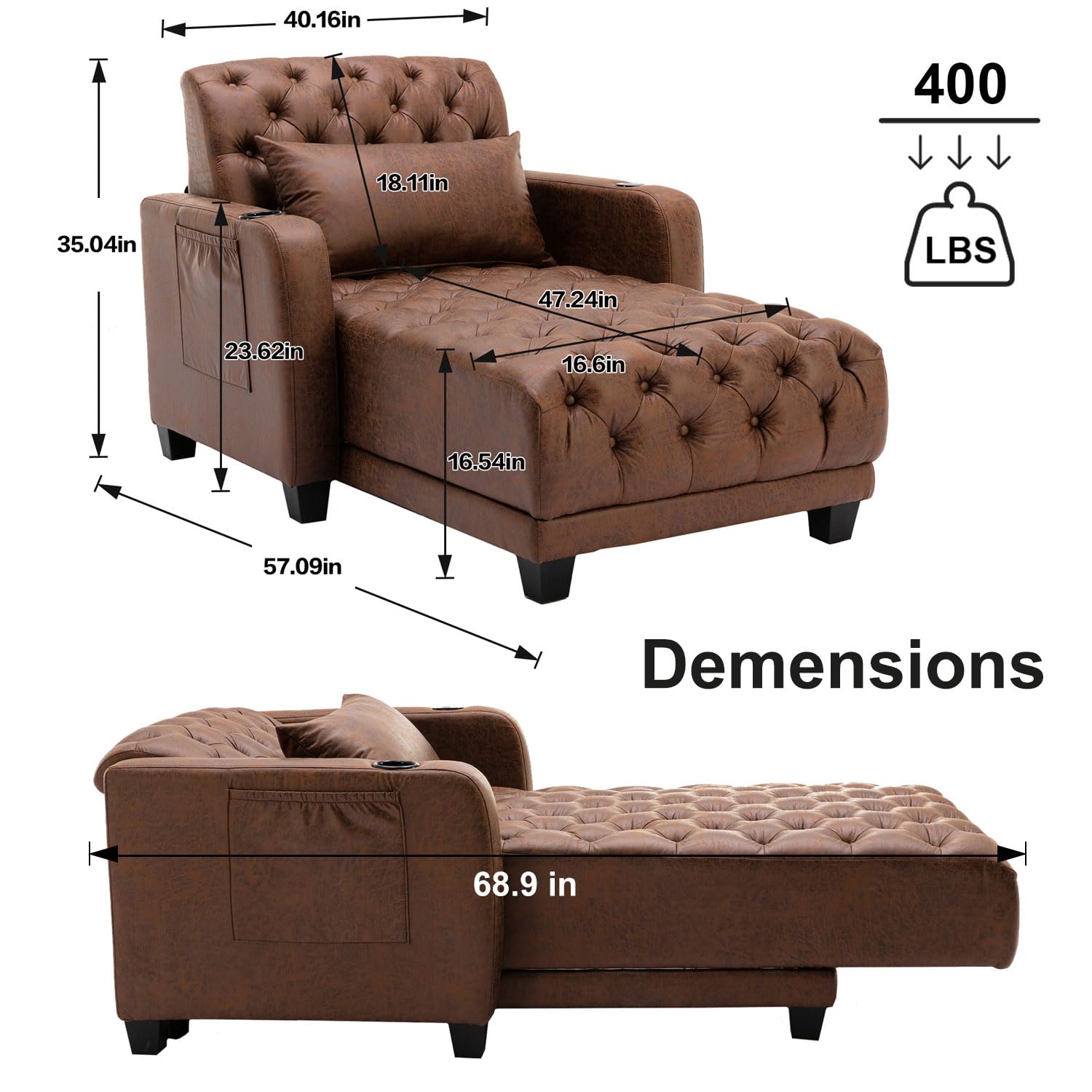 3-in-1 Multi-Functional Recliner Chair Bed with Adjustable Backrest - Convertible Sofa Bed for Living Room, Apartment & Office - Modern Breathable Design for Relaxation, Napping & Small Space Living