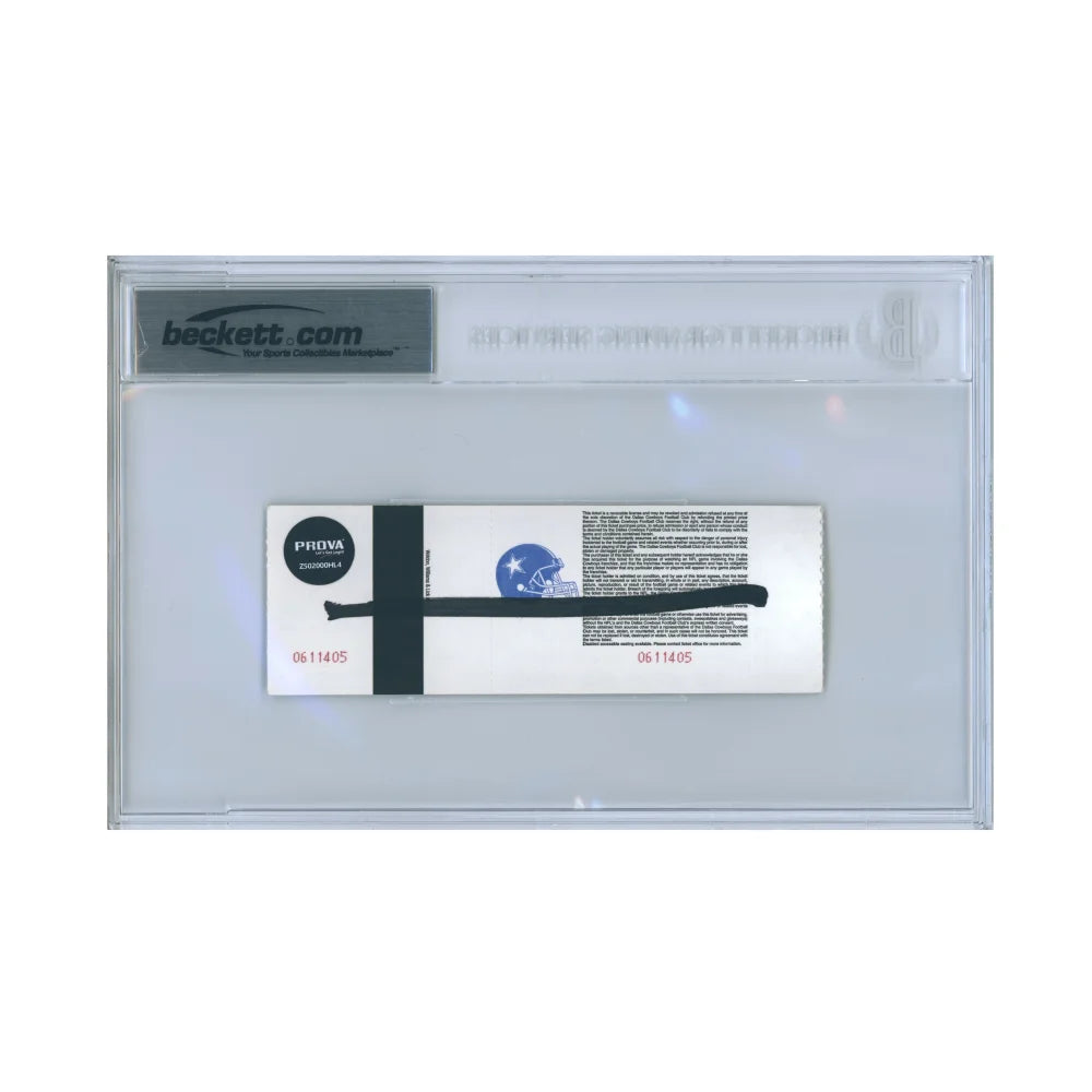 Emmitt Smith Signed Dallas Cowboys Rushing Record Breaking Game Ticket 10/27/02 - BAS 10 Authentic Autograph - Perfect for NFL Memorabilia Collectors and Cowboys Fans Display
